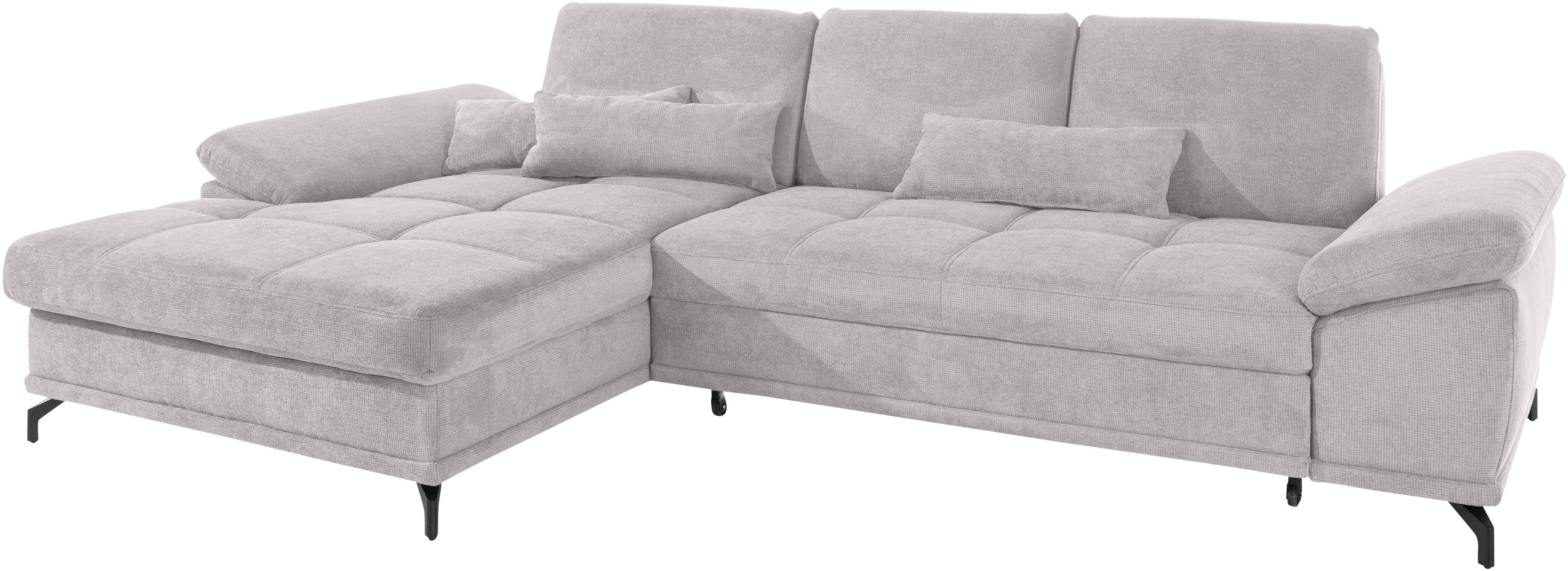 Places of Style Hoekbank Costello L-vorm, met zitdiepteverstelling, armleuningverstelling en