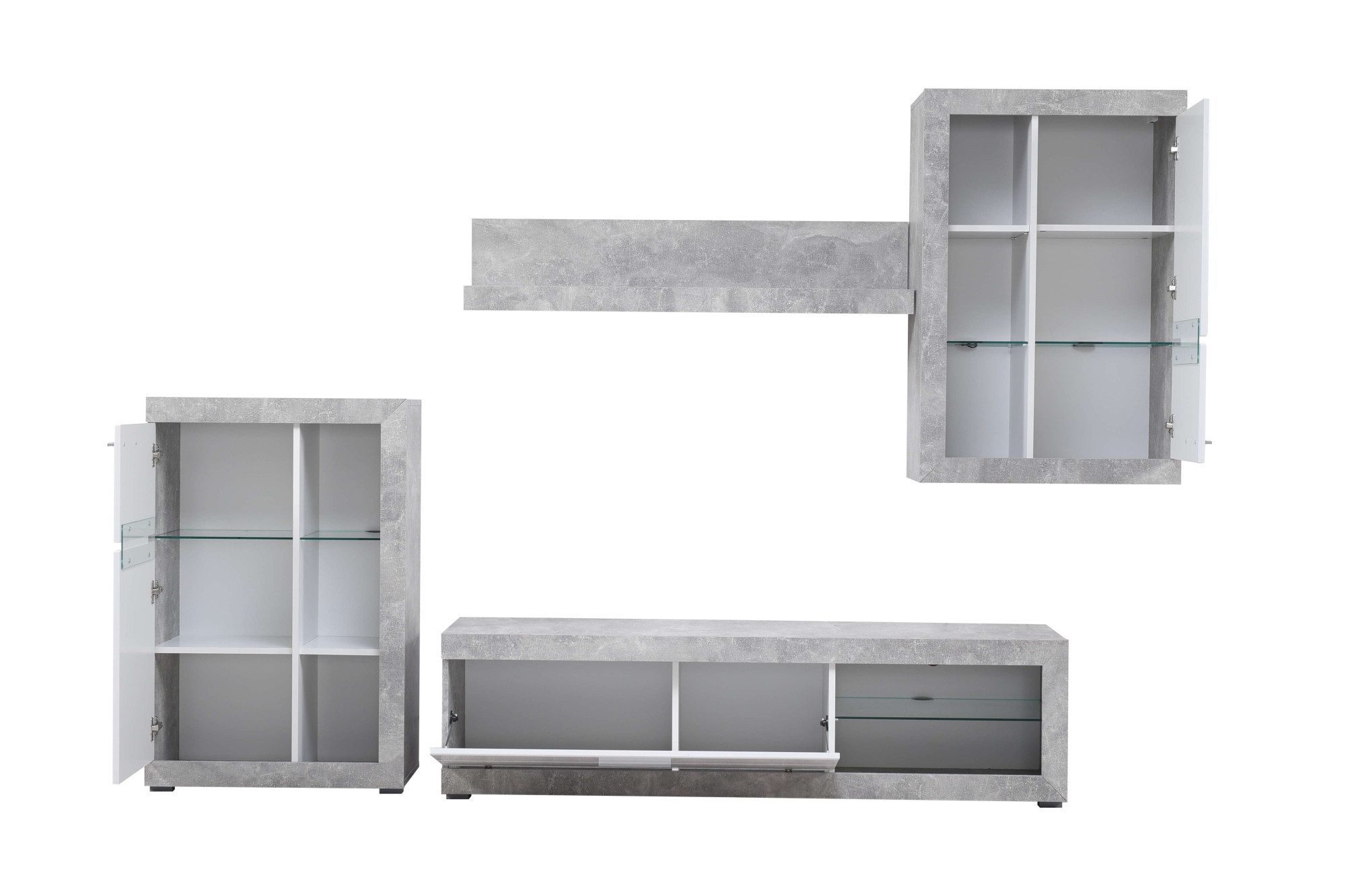 INOSIGN Woonkamerset Rosso woonwand, mediawand, aanbouwwand, voor TV tot 60', breedte 267 cm (complete set, 4-delig)