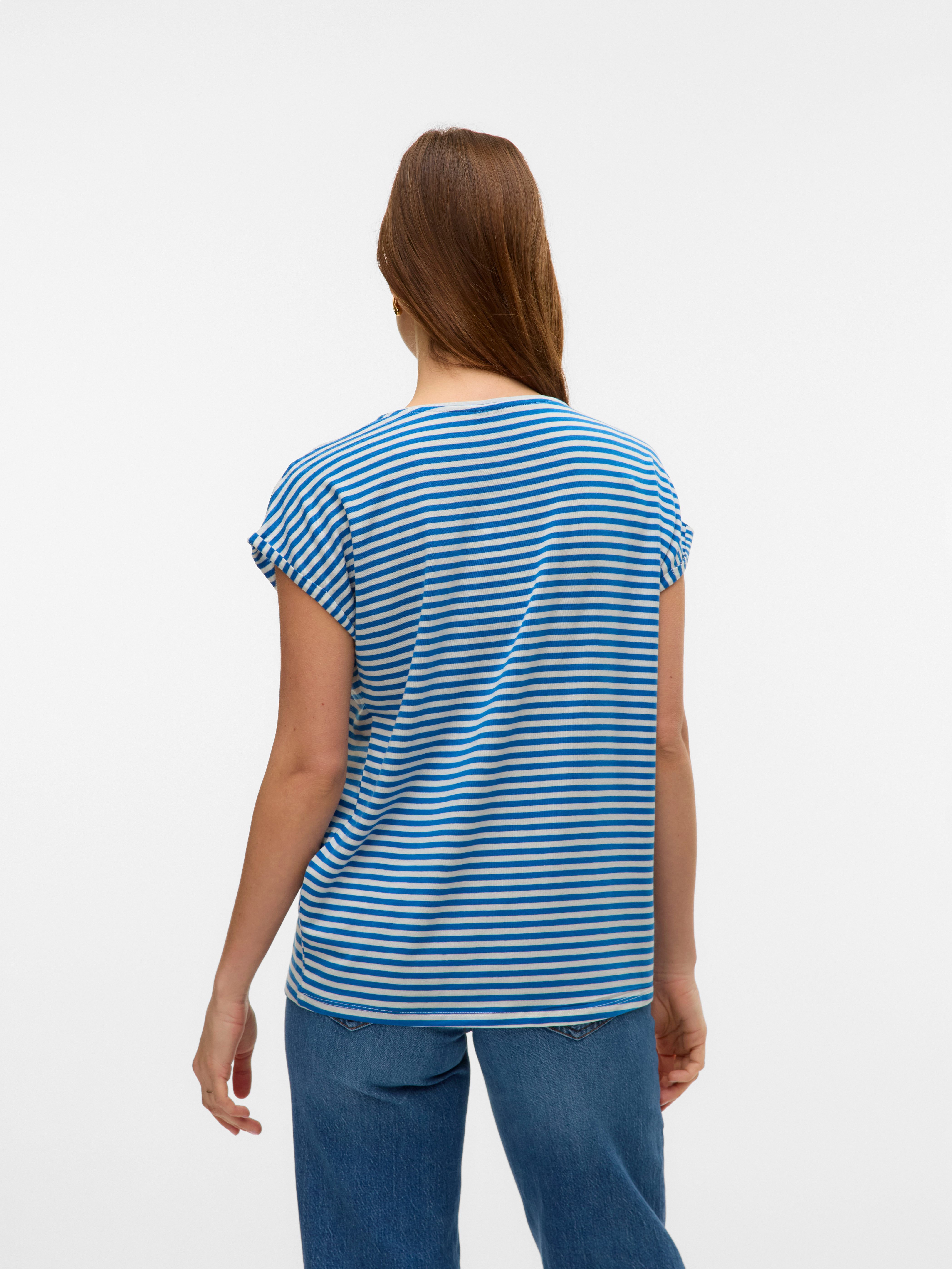Vero Moda Shirt met ronde hals VMAVA PLAIN SS TOP STRIPE GA JRS NOOS