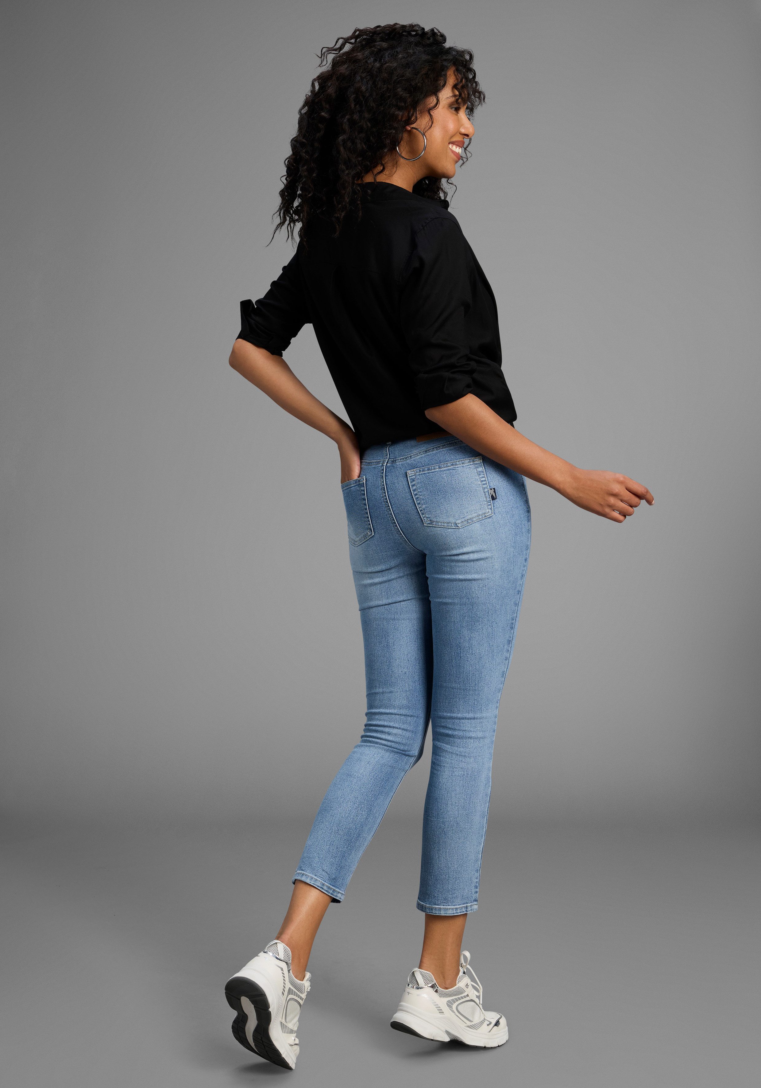 Arizona 7/8 jeans Shaping strak, skinny jeans, used-wassing, high-waist, 7/8-lengte