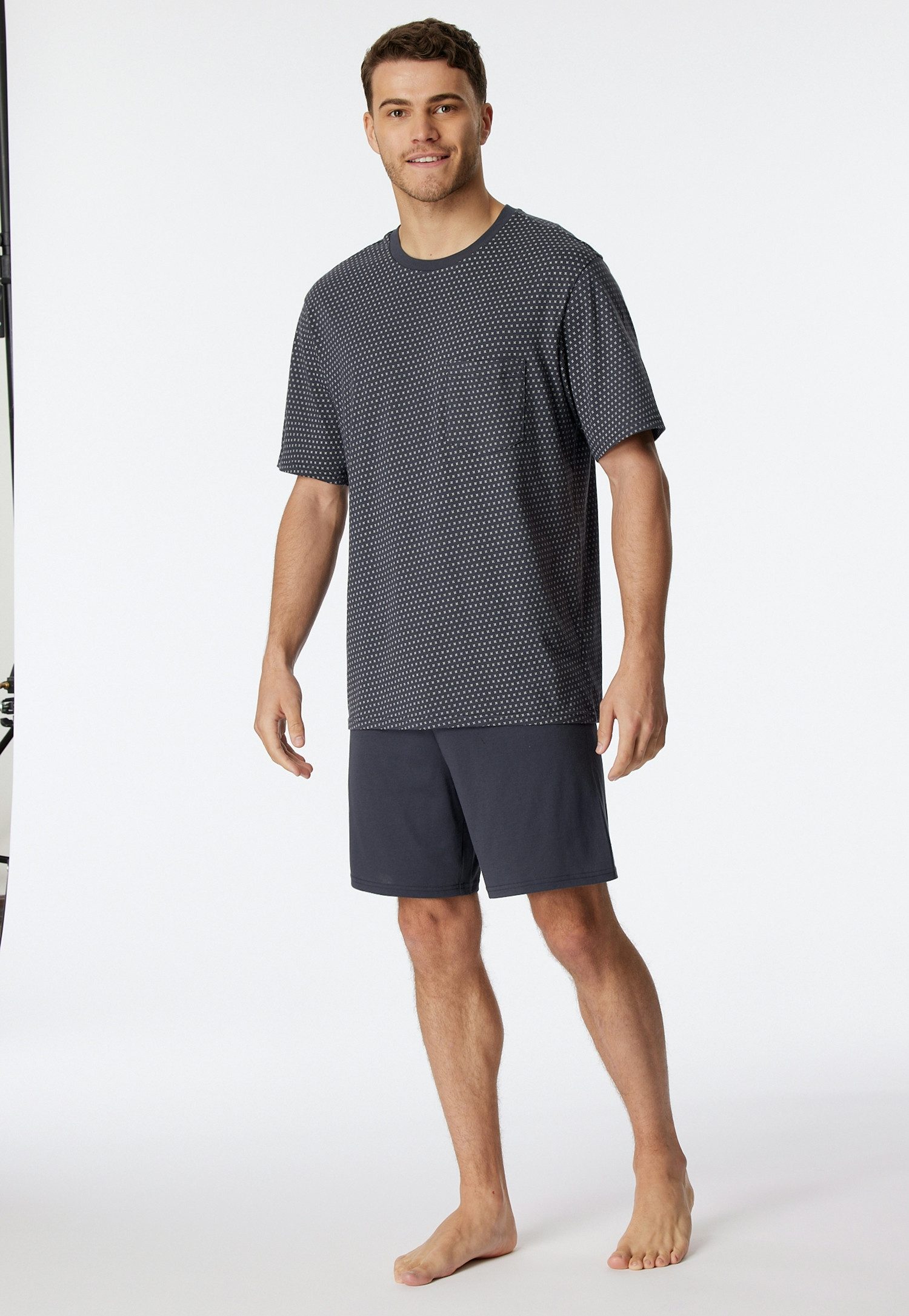Schiesser Pyjama Comfort Essentials met opgestikte borstzak (set 2-delig)