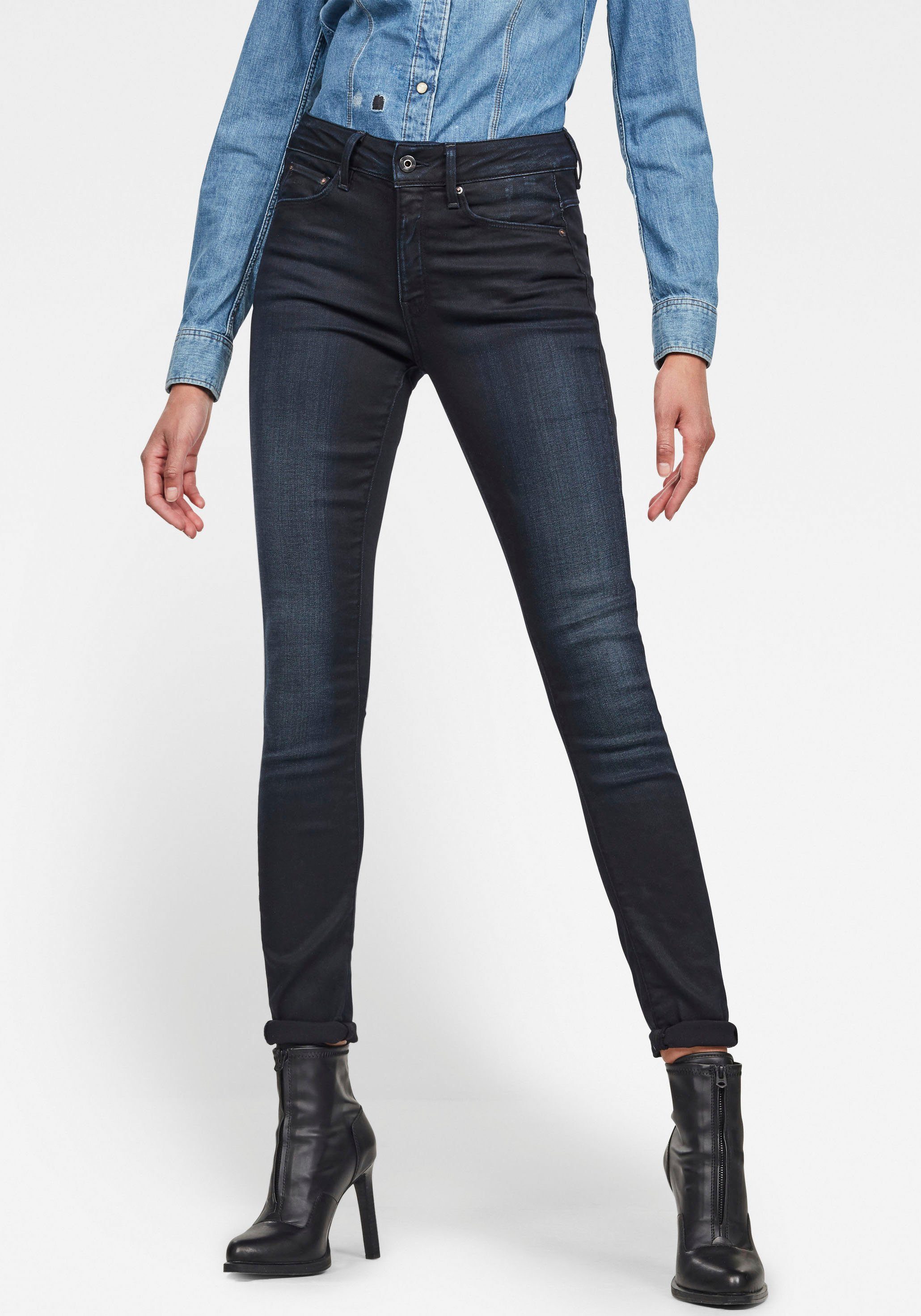 g-star raw skinny fit jeans 3301 high skinny in high-waist-model blauw