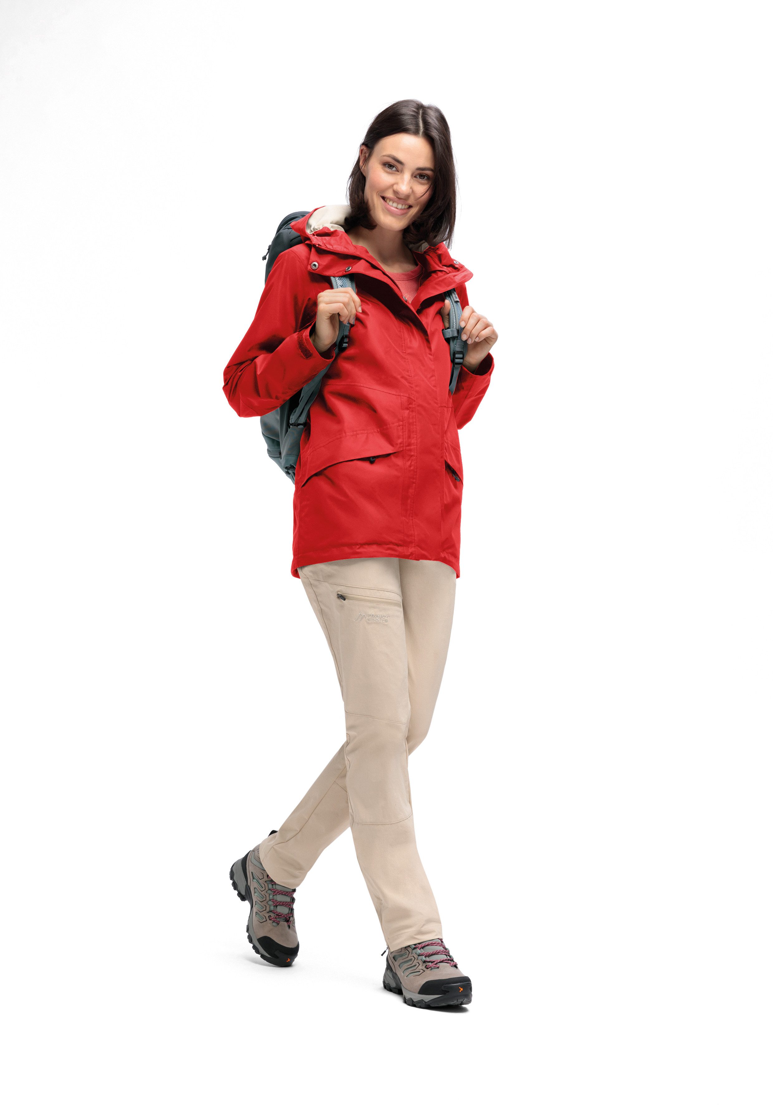 Maier Sports Outdoorjack Brocken Long W Dames jacke waterdicht, functionele jas met 2 buitenzakken + binnenzak