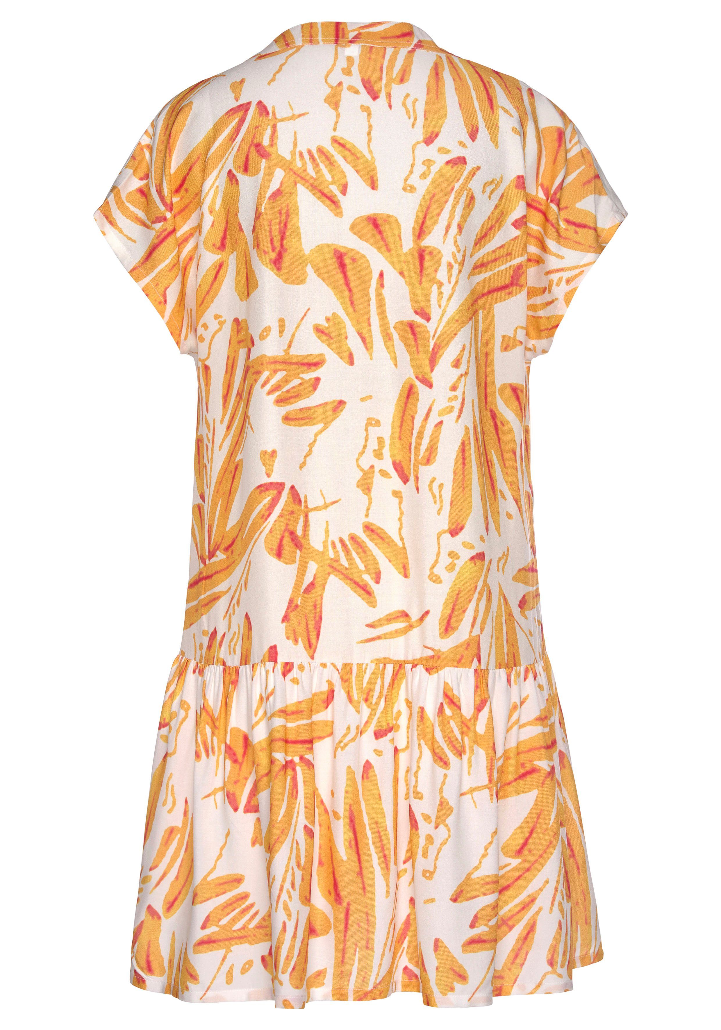 s.Oliver RED LABEL Beachwear Blousejurk met volants op de rok, tuniekjurk, zomerjurk, strandjurk