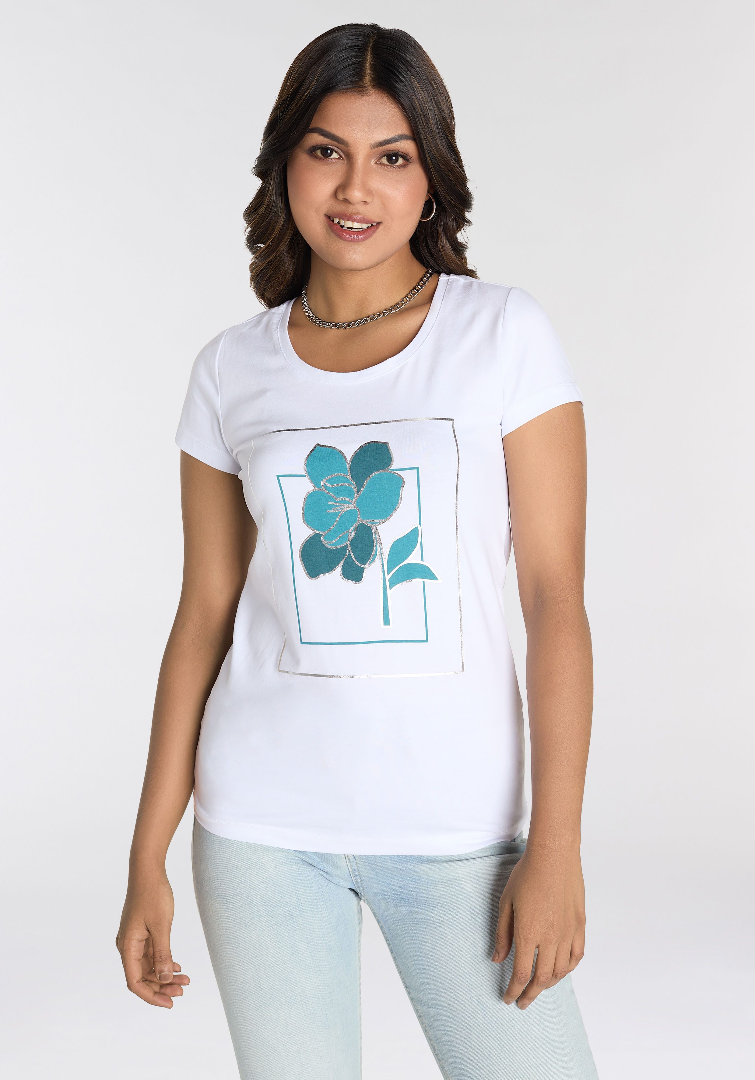 Laura Scott T-shirt met modieuze print aan de voorkant nieuwe collectie