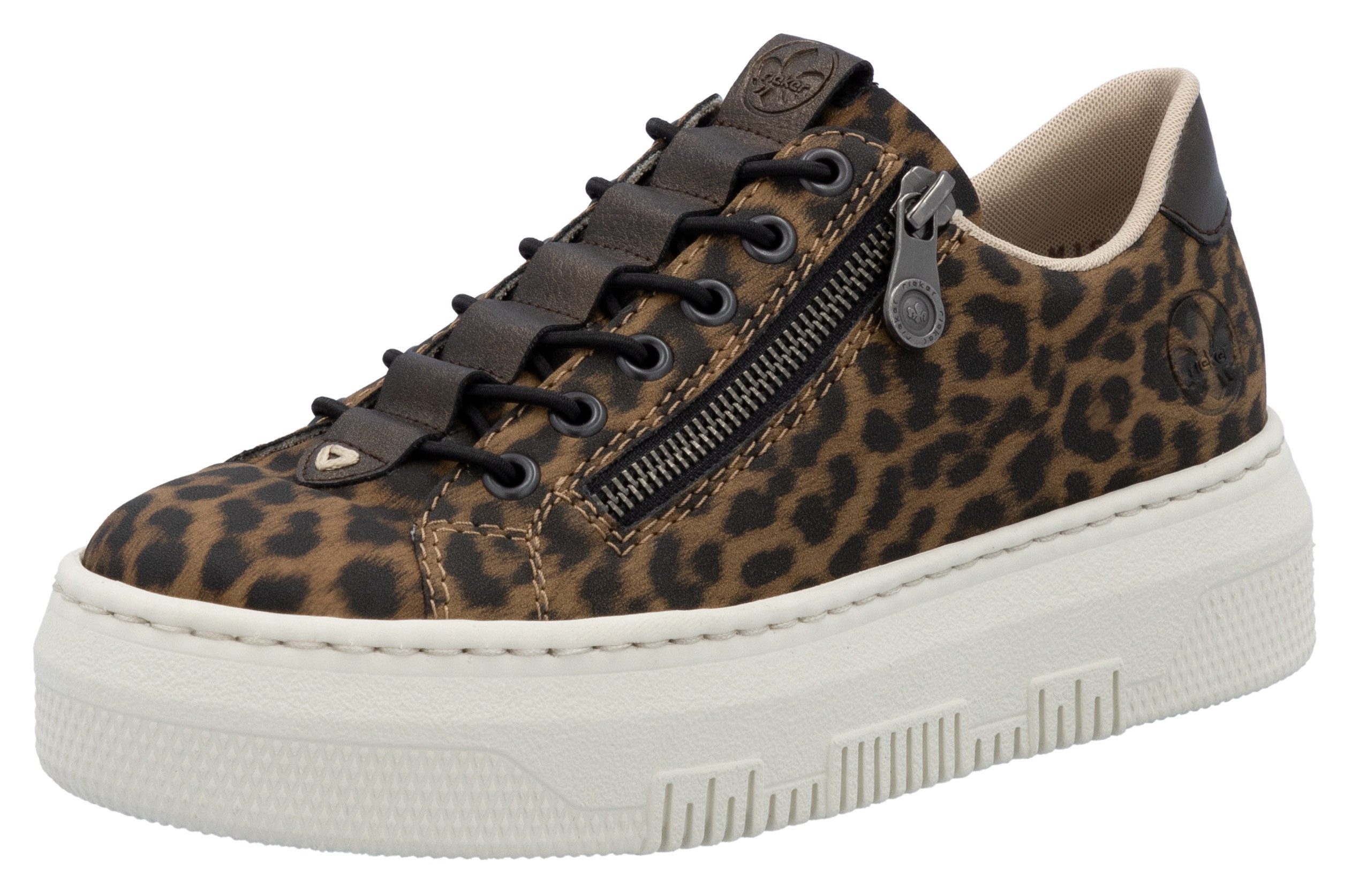 Rieker Plateausneakers Sneaker, slip-on sneaker, slipper met schachtvoering dames lage sneakers maat 37 bruin
