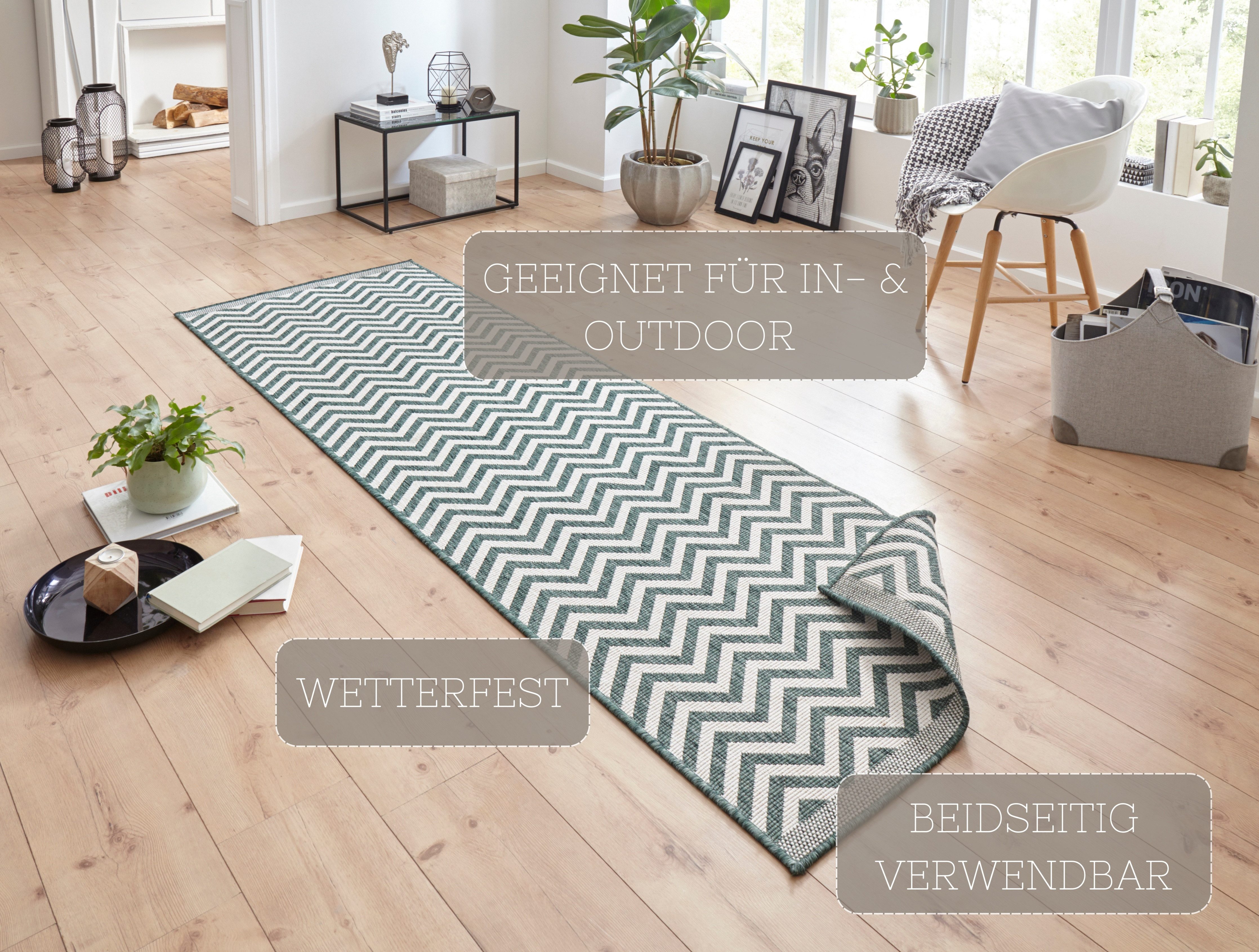 HANSE Home Vloerkleed Palma tweezijdig te gebruiken kleed Binnen- en buitengebruik, weerbestendig, balkon, loper, woonkamer, waterbestendig