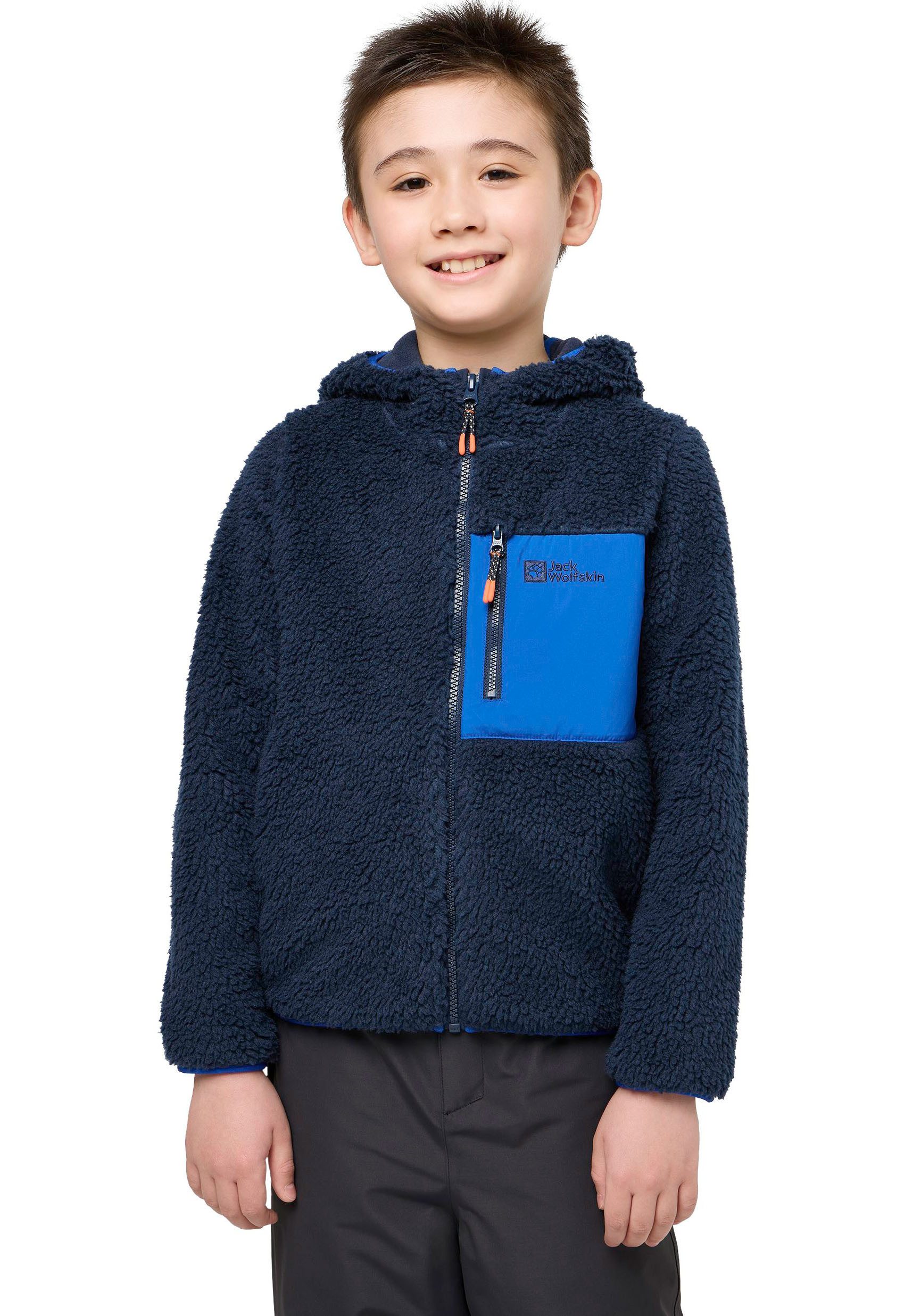 Jack Wolfskin Ice Curl Hood Jacket Kids Fleece jack Kinderen 104 night blue night blue night blue night blue