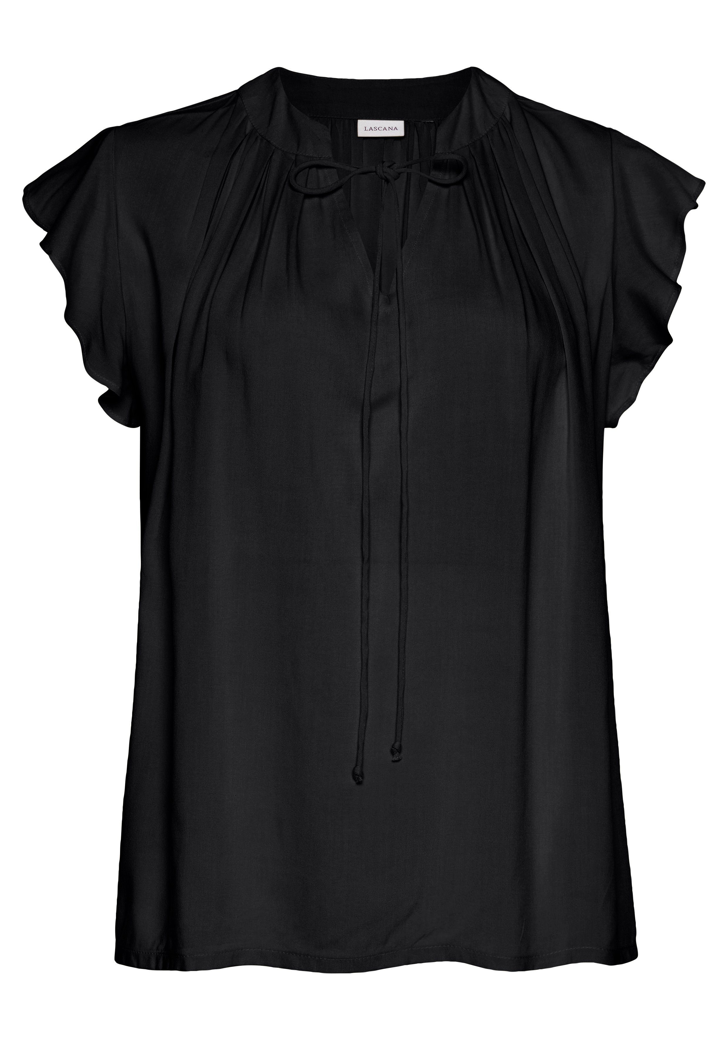 Lascana Blouse zonder sluiting met ruches-mouwen, korte mouwen blouse, elegant