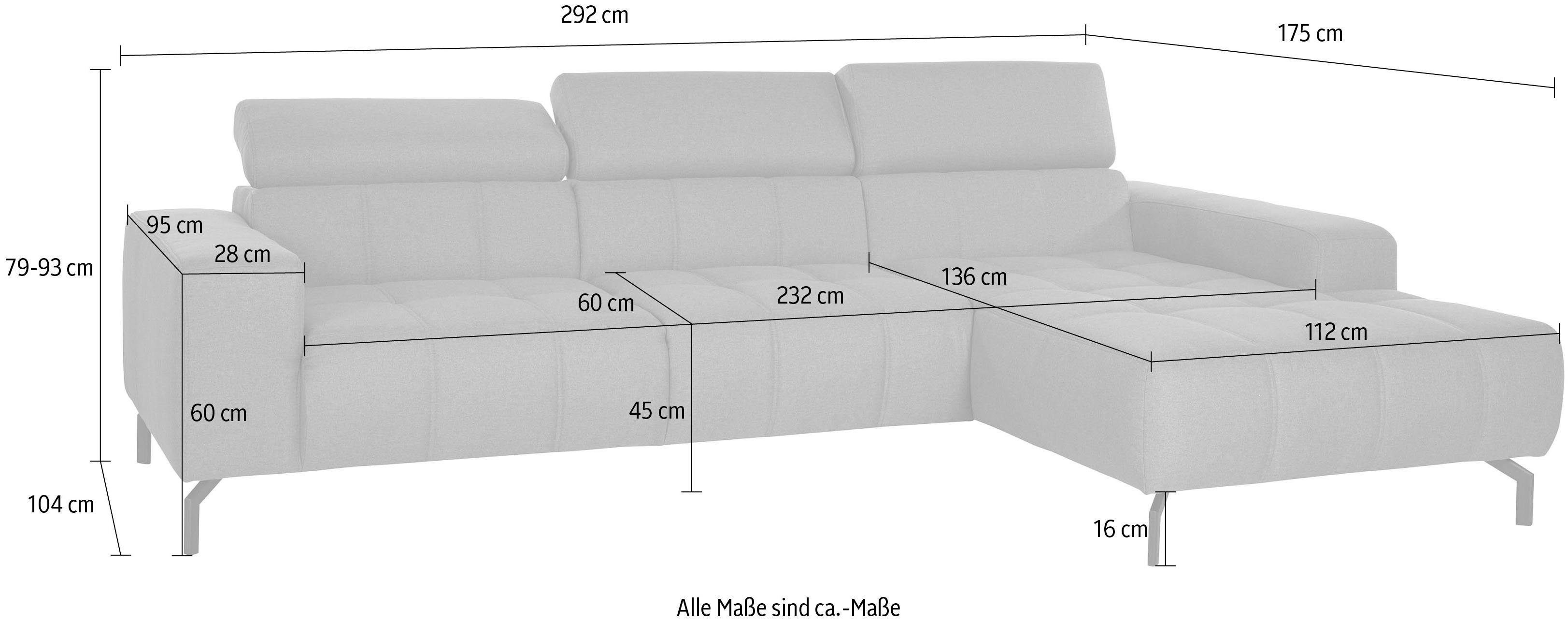 DOMO collection Hoekbank Cunelli mooie zitnaden als designelement, stevige zitcomfort, L-vorm