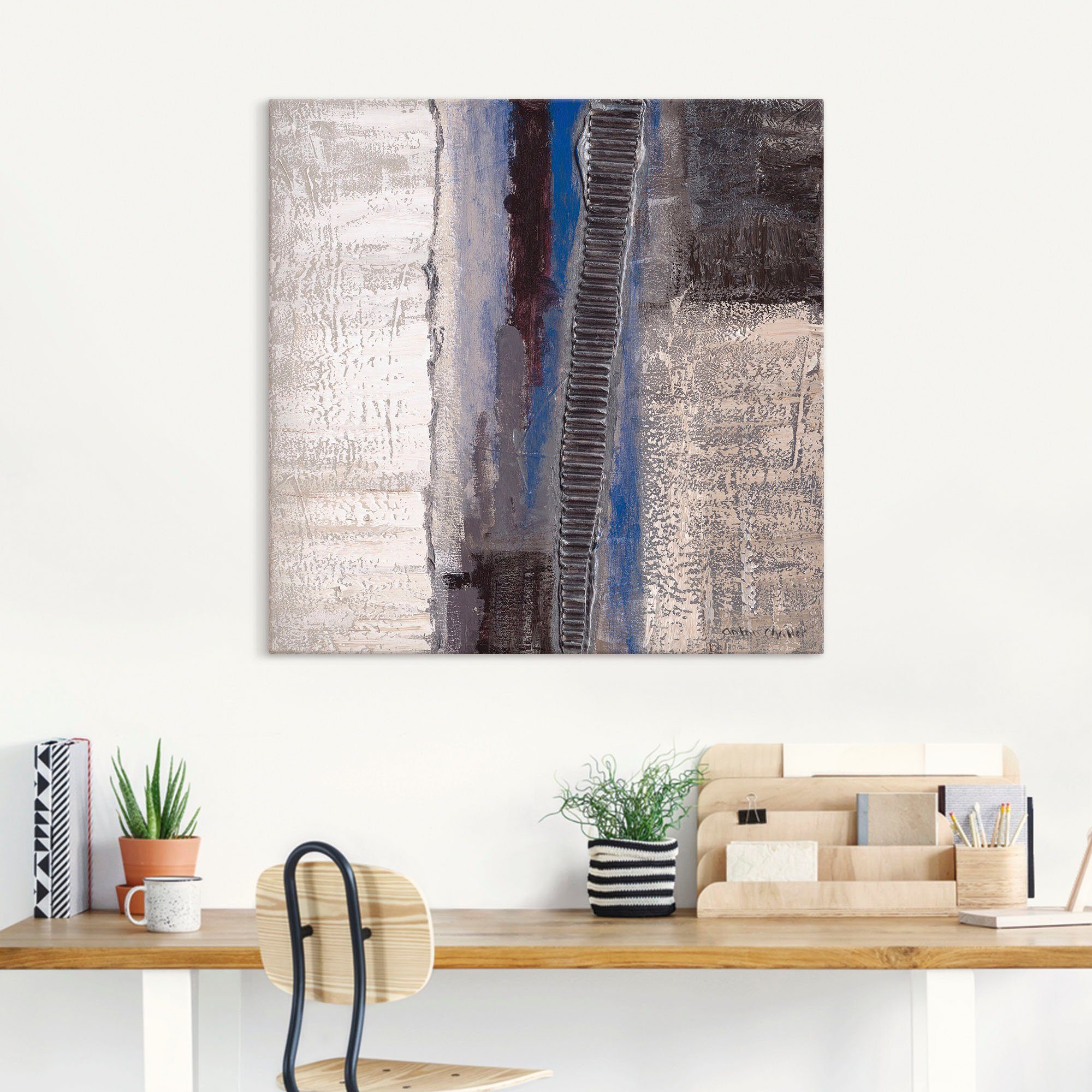 Artland Artprint Blauw/zilverkleur Abstract I als artprint van aluminium, artprint voor buiten, artprint op linnen, poster in verschillende maten. maten