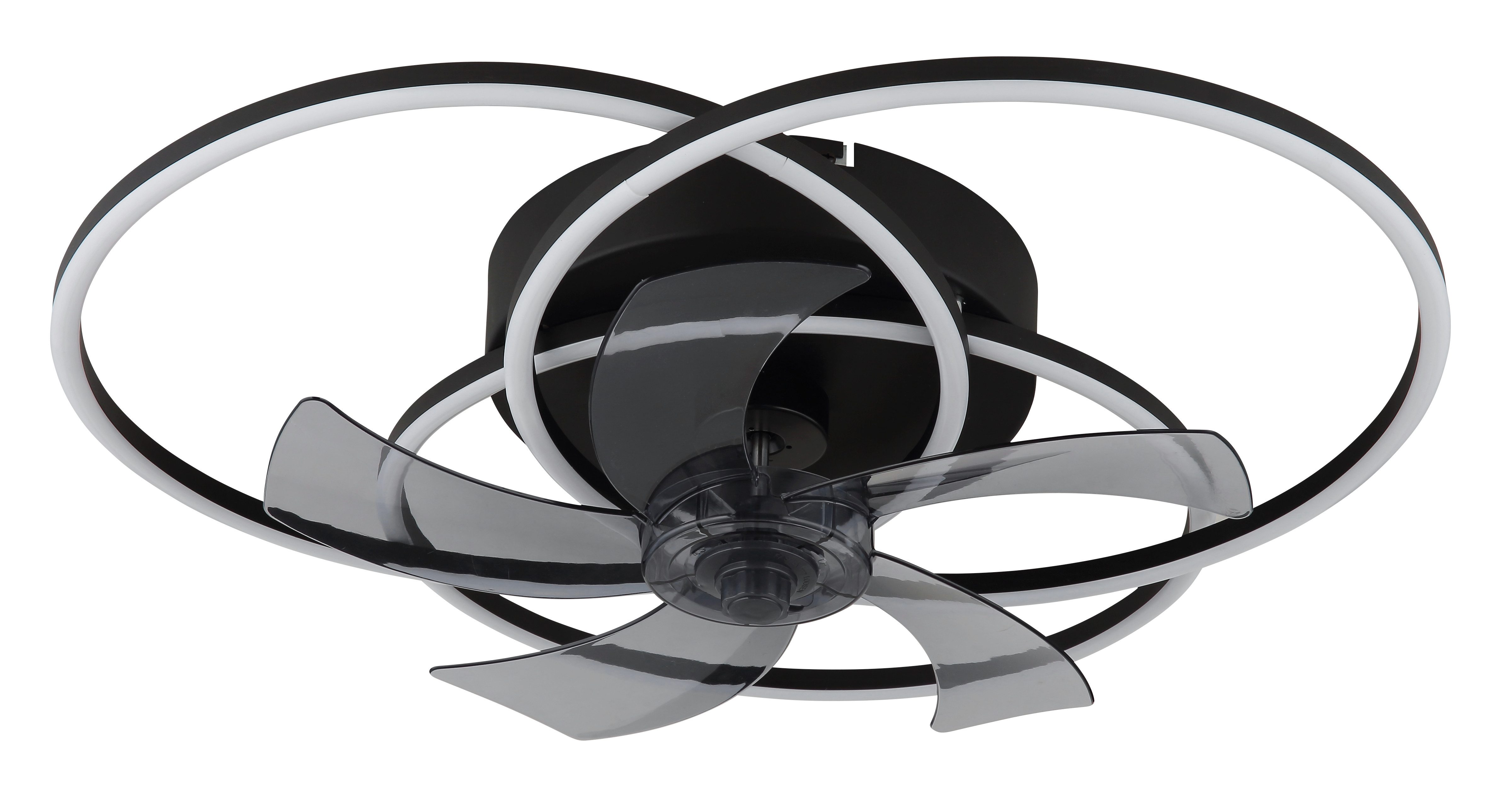 Globo Lightning Plafondlamp Alia Plafondventilator metaal zwart mat, LED (1 stuk)