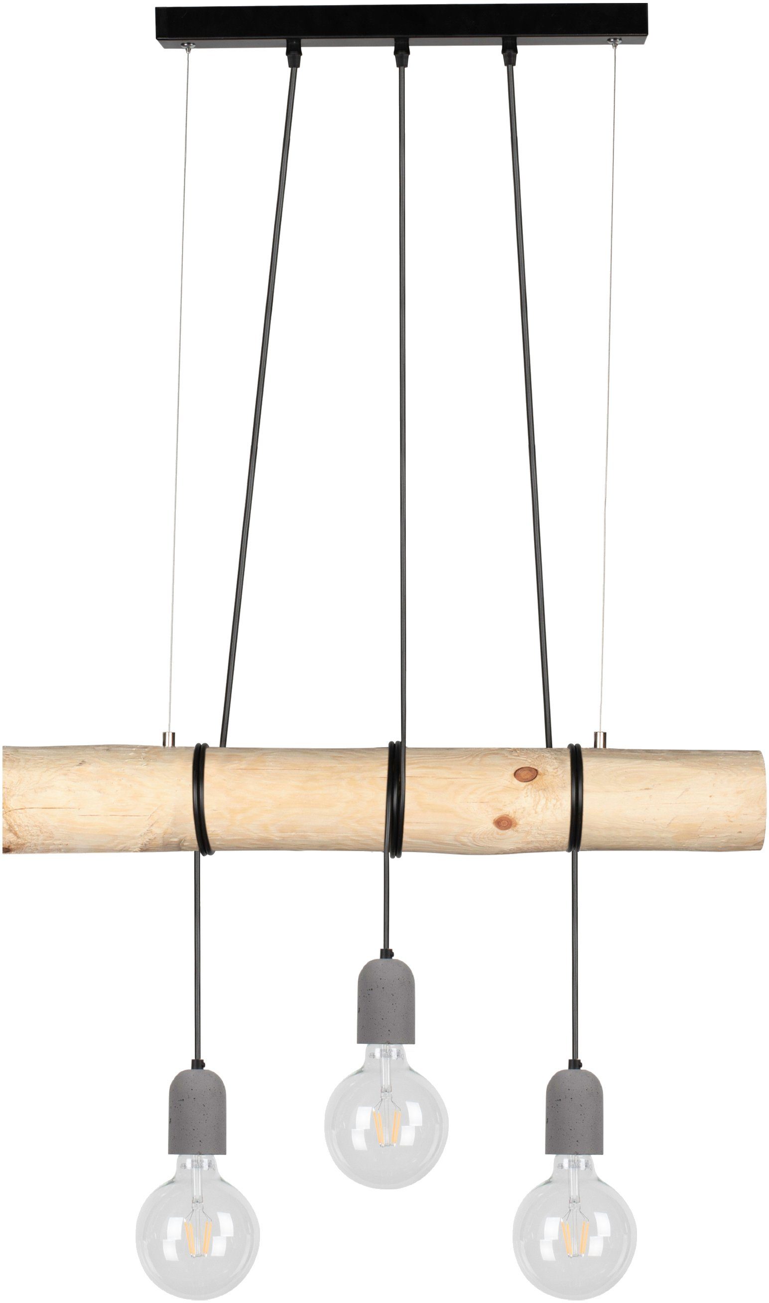 spot light hanglamp trabo concrete hanglamp, houten balk van grenenhout oe 8-12 cm, echt beton grijs