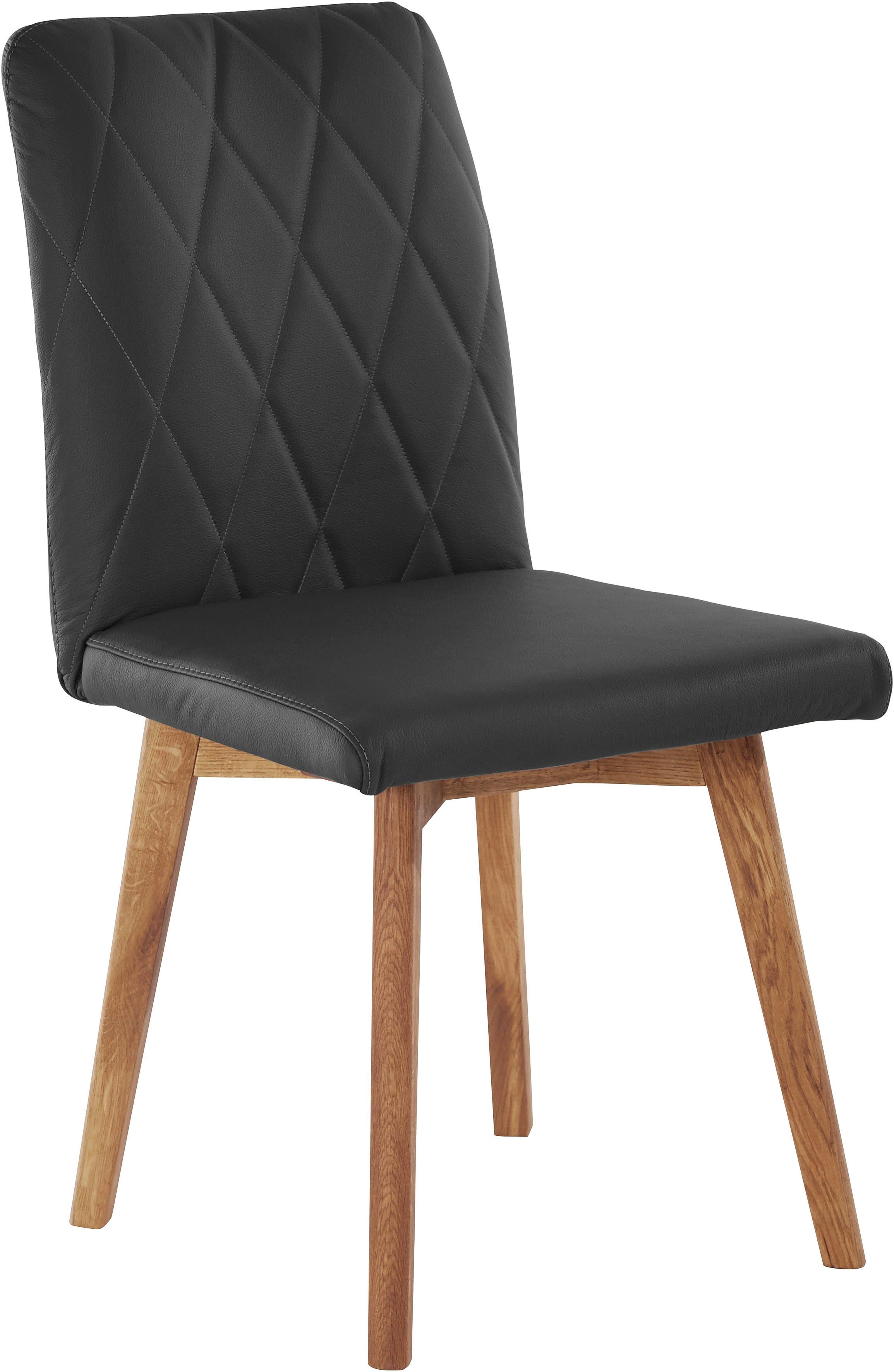 Home affaire Eetkamerstoel Brest Frame van eiken massief hout geolied (2 stuks)