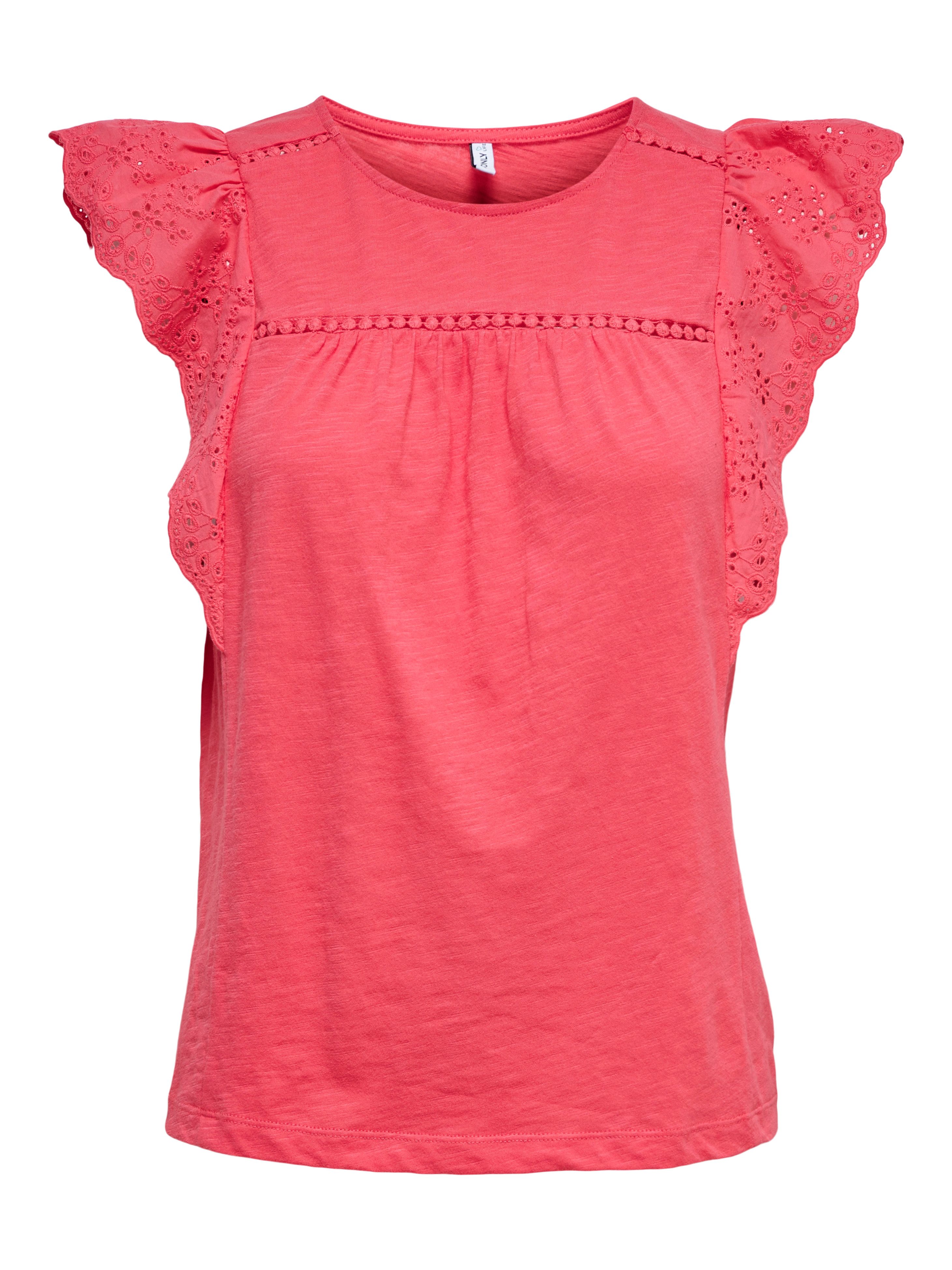 Only Shirt met korte mouwen ONLLEA S/L FRILL MIX TOP JRS