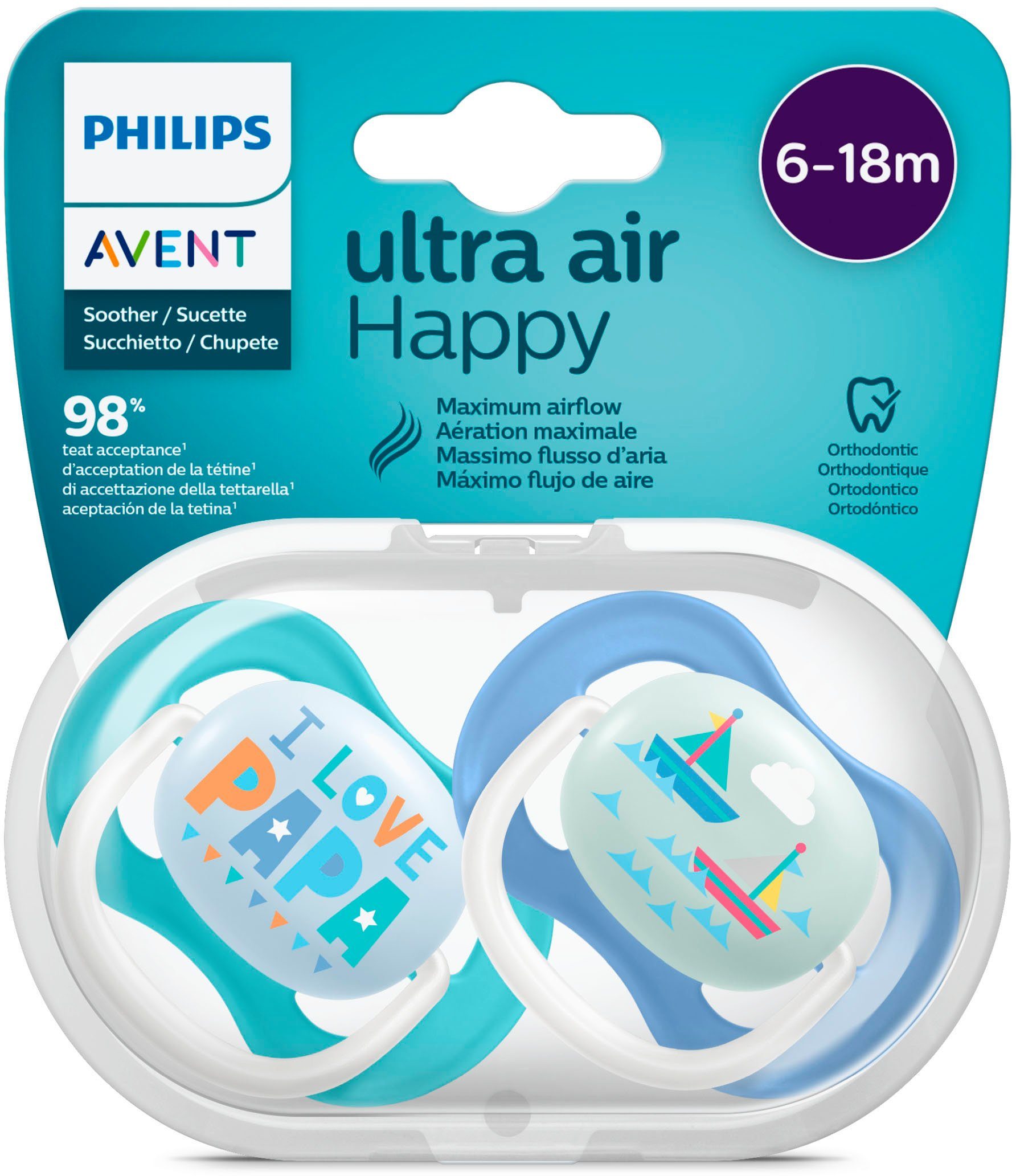 Philips AVENT Speen SCF080/03 Orthodontisch, met transport- en sterilisatiehouder, 6 tot 18 maanden