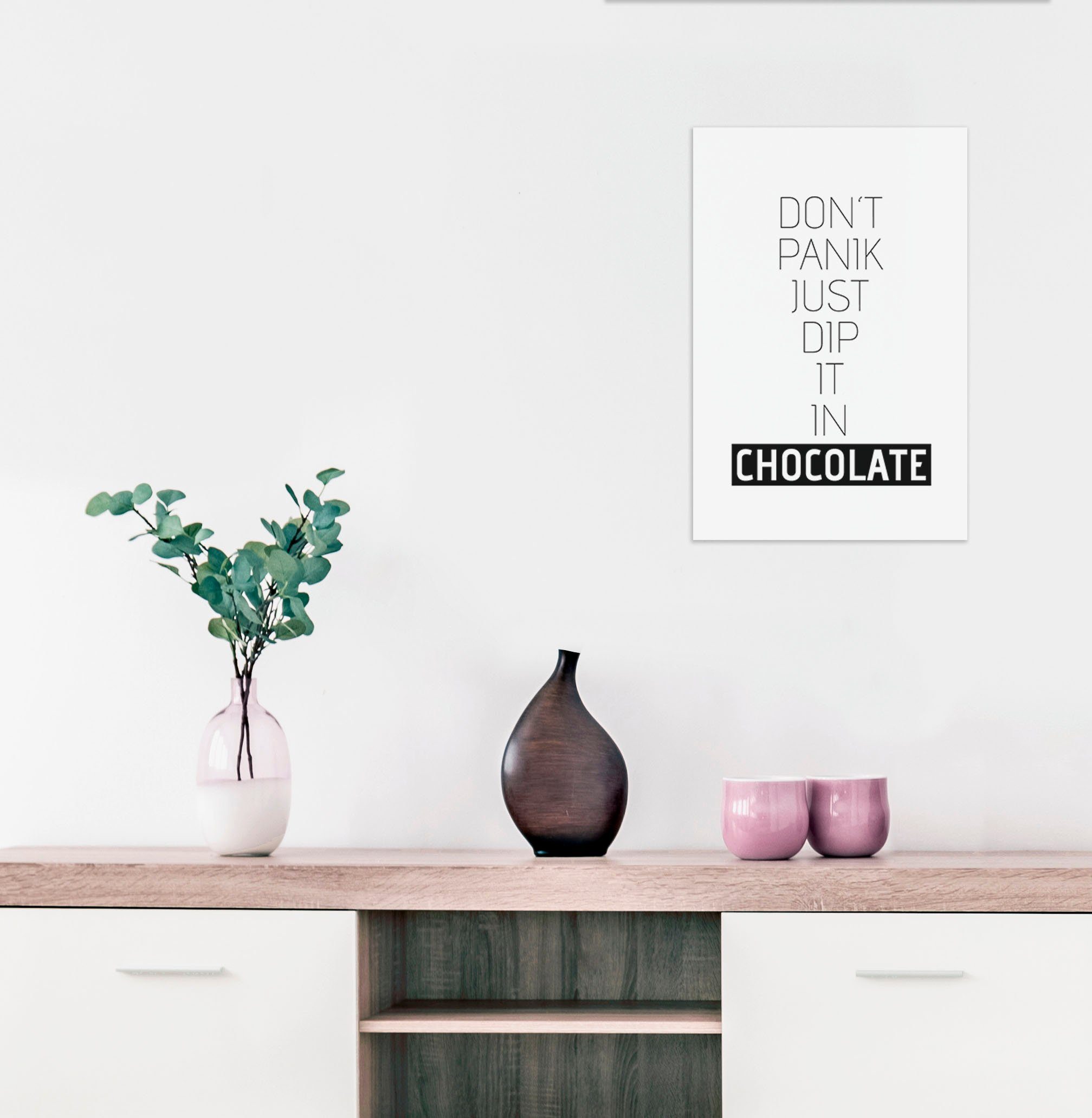 queence Sierobject voor aan de wand Chocolade Stalen bord, blikken bord, spreuk, grappig, wanddecoratie, retro, 20x30cm