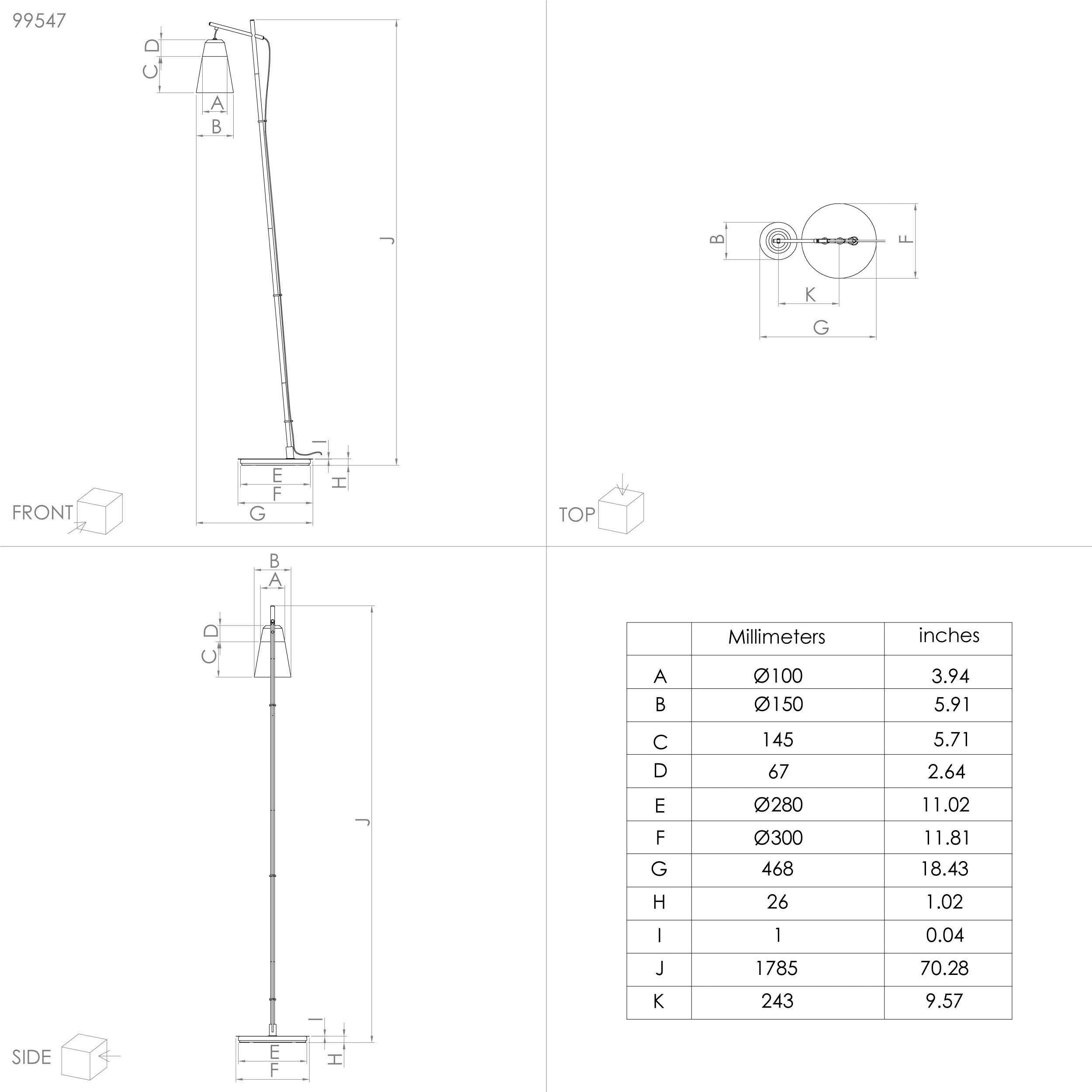 EGLO Staande lamp CANTERRAS Vloerlamp in zwart van staal - excl. E27 - 1X40W (1 stuk)