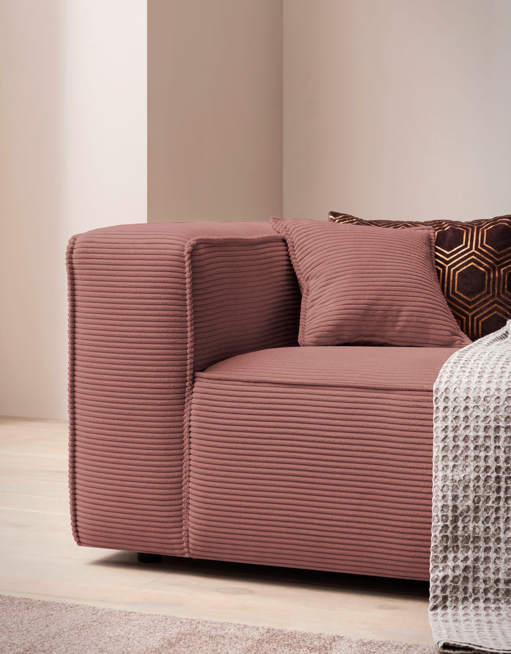 LeGer Home by Lena Gercke 3-zitsbank PIARA, XXL sofa met biesnaad, Big-sofa in cord of linnenlook