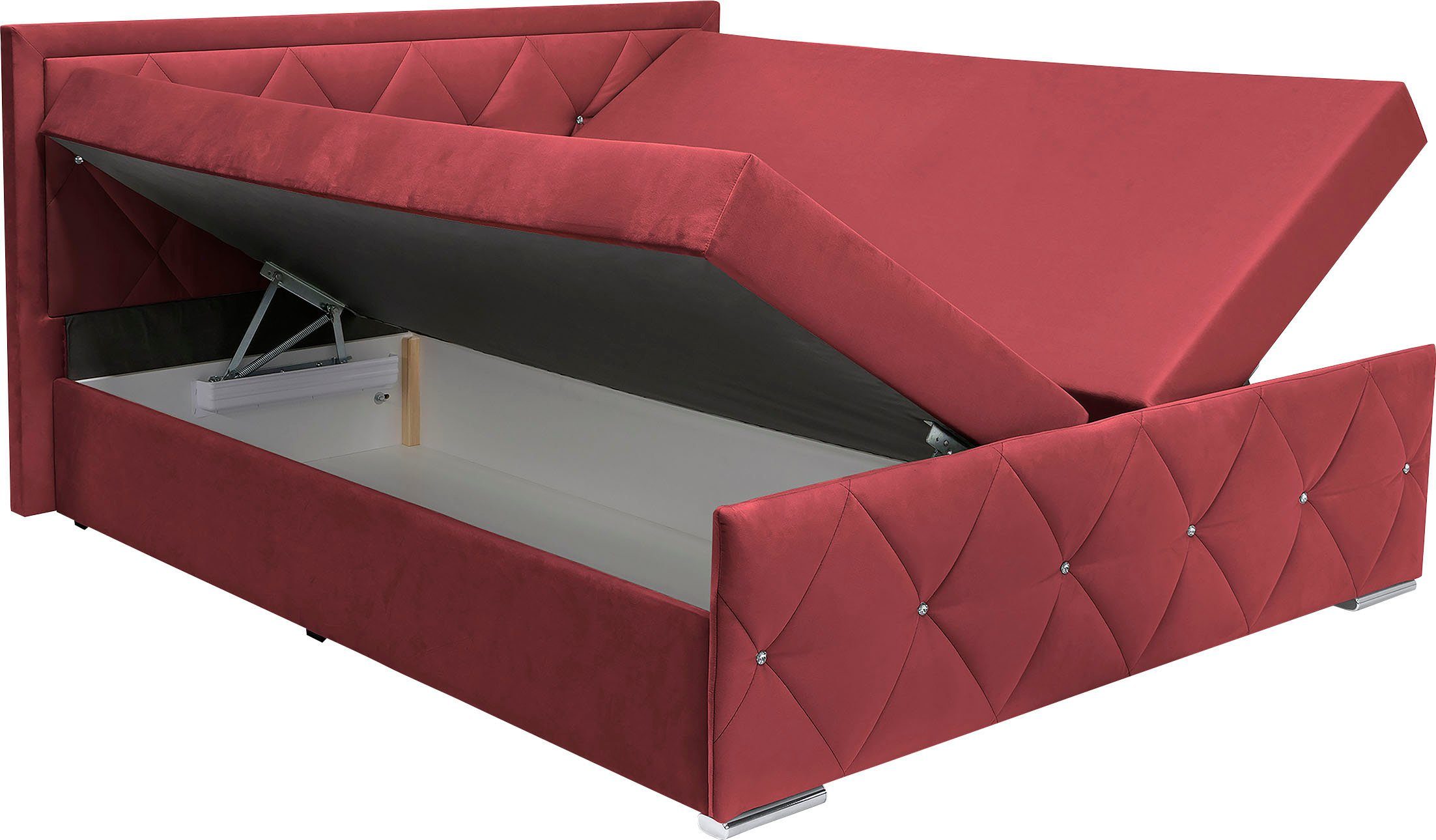 Leonique Boxspring Alfie, bestseller! Inclusief bedlade & topper Optioneel met knoopstiksels of strassstenen, H2, H3 en H4 verkrijgbaar