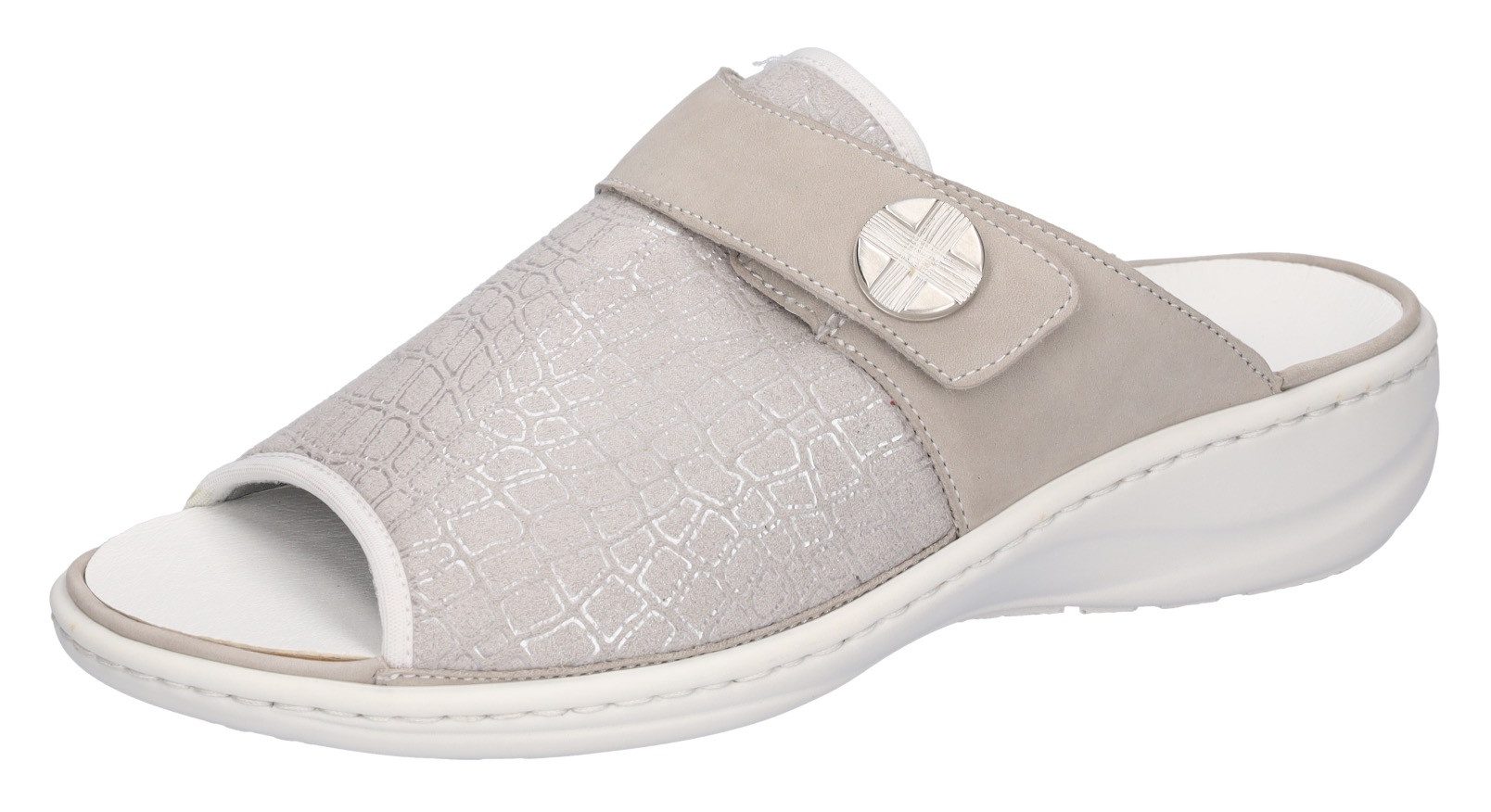 Waldläufer Slippers HERIA , comfortschoen, huispantoffel, zomerschoen in comfortwijdte h=zeer breed dames sandaaltjes maat 8,5 (42,5) grijs