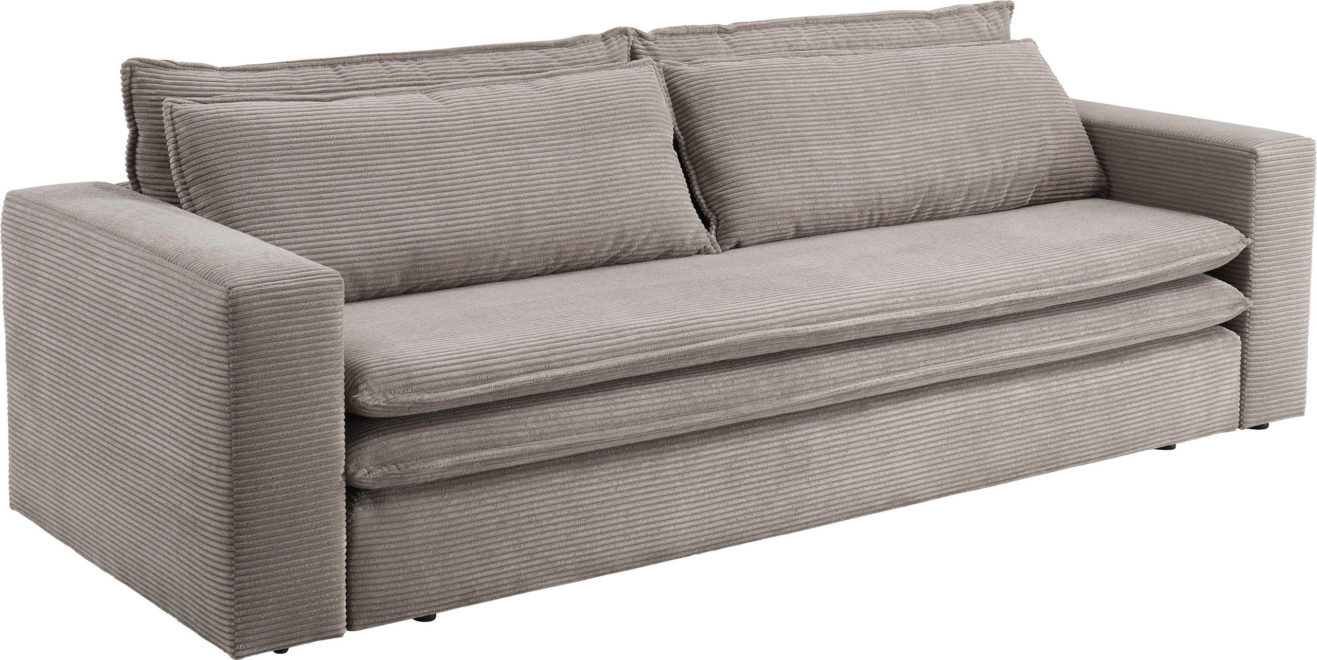 Places of Style 3-zitsbank PIAGGE Cord-bekleding - met slaapfunctie en bedkist, met praktische topmatras