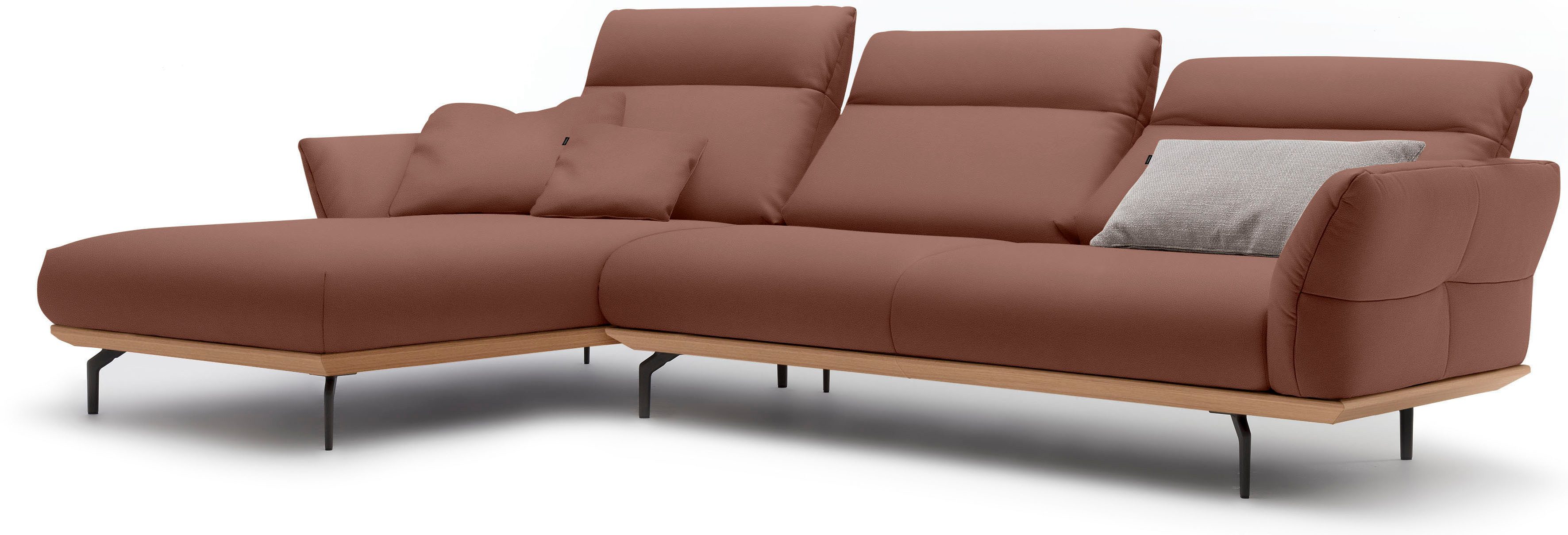 Creation BY ROLF BENZ Hoekbank Hs.460 Sokkel in eiken, onderstel in umbra grijs, breedte 318 cm