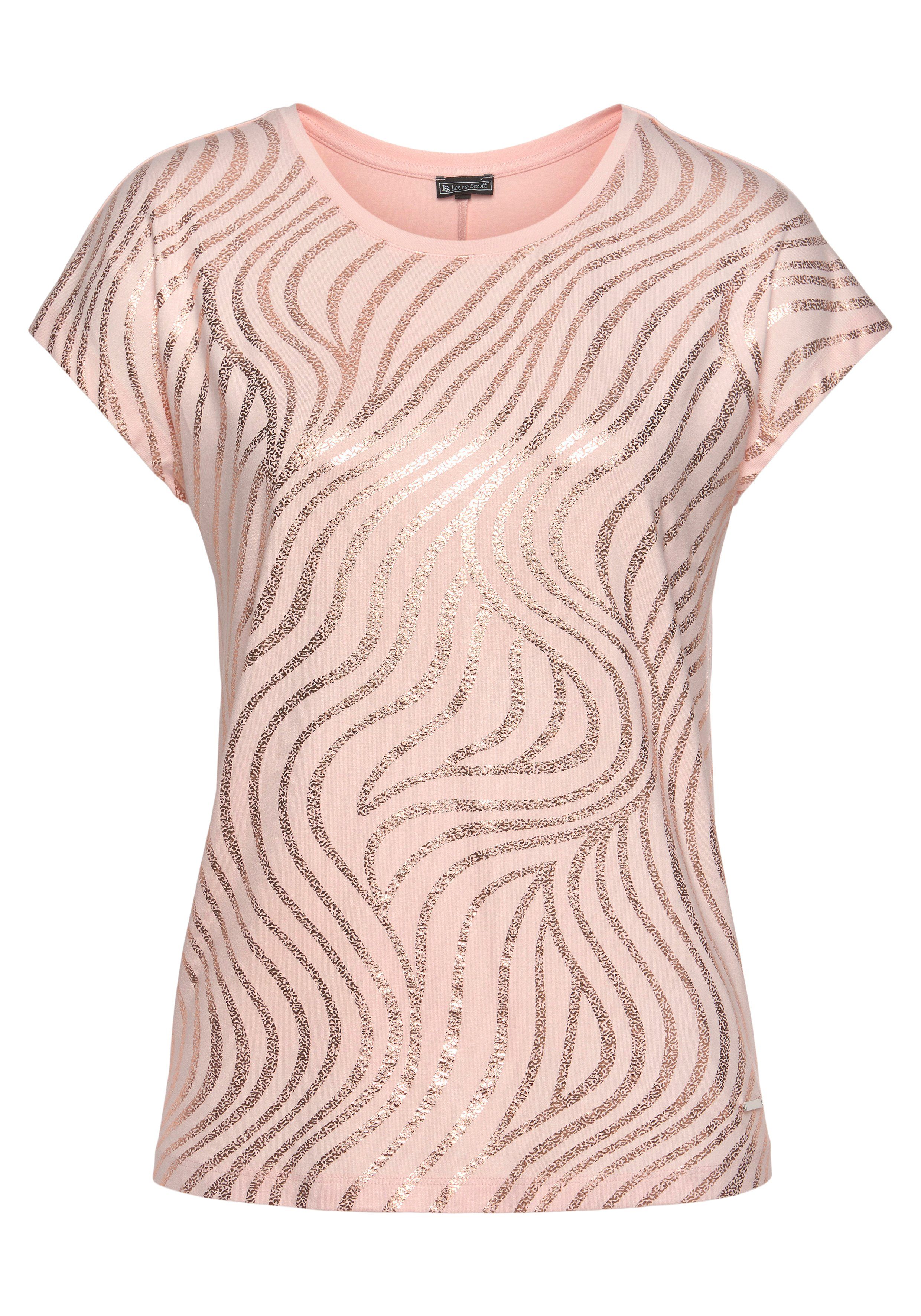 Laura Scott Shirt met ronde hals Korte mouwen, figuurvolgend, van elastische single jersey