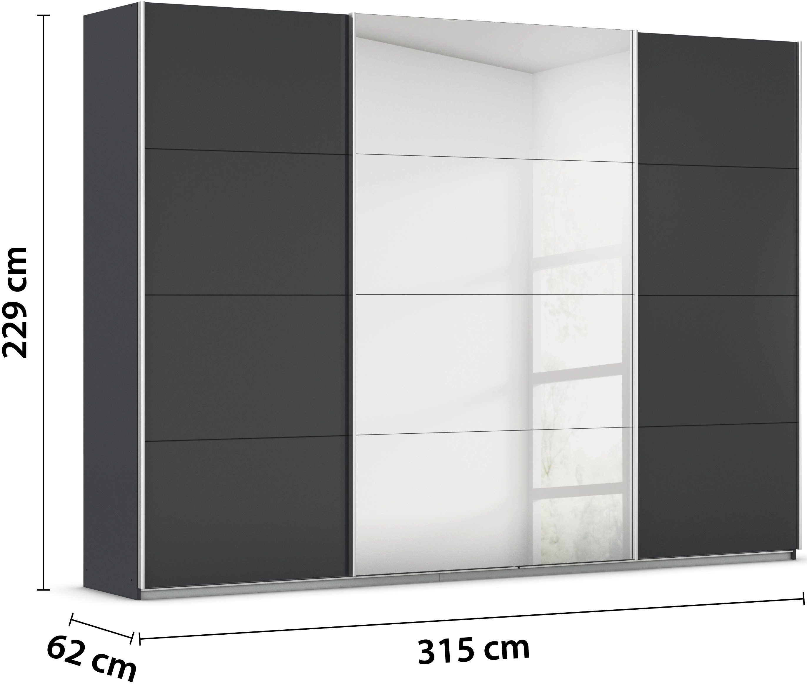 rauch Zweefdeurkast Kledingkast TOMA incl. rek inzet en extra legplanken made in germany