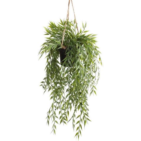 Emerald Groene bamboe kunstplant 50 cm in hangende pot -