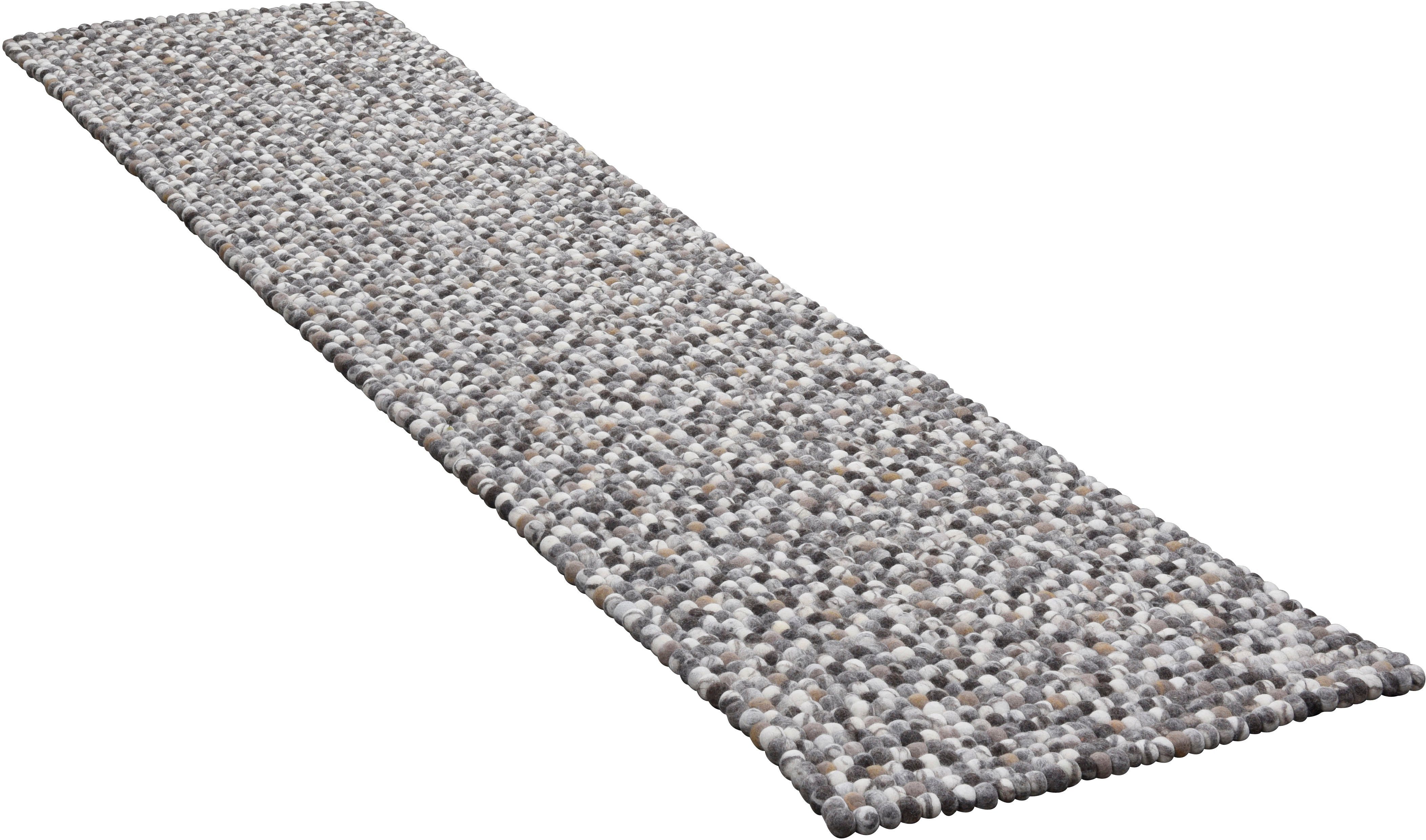 THEKO Loper Ballo Tapijtloper, van vilten bolletjes, zuivere wol, met de hand gemaakt lopers maat 70x270 cm beige
