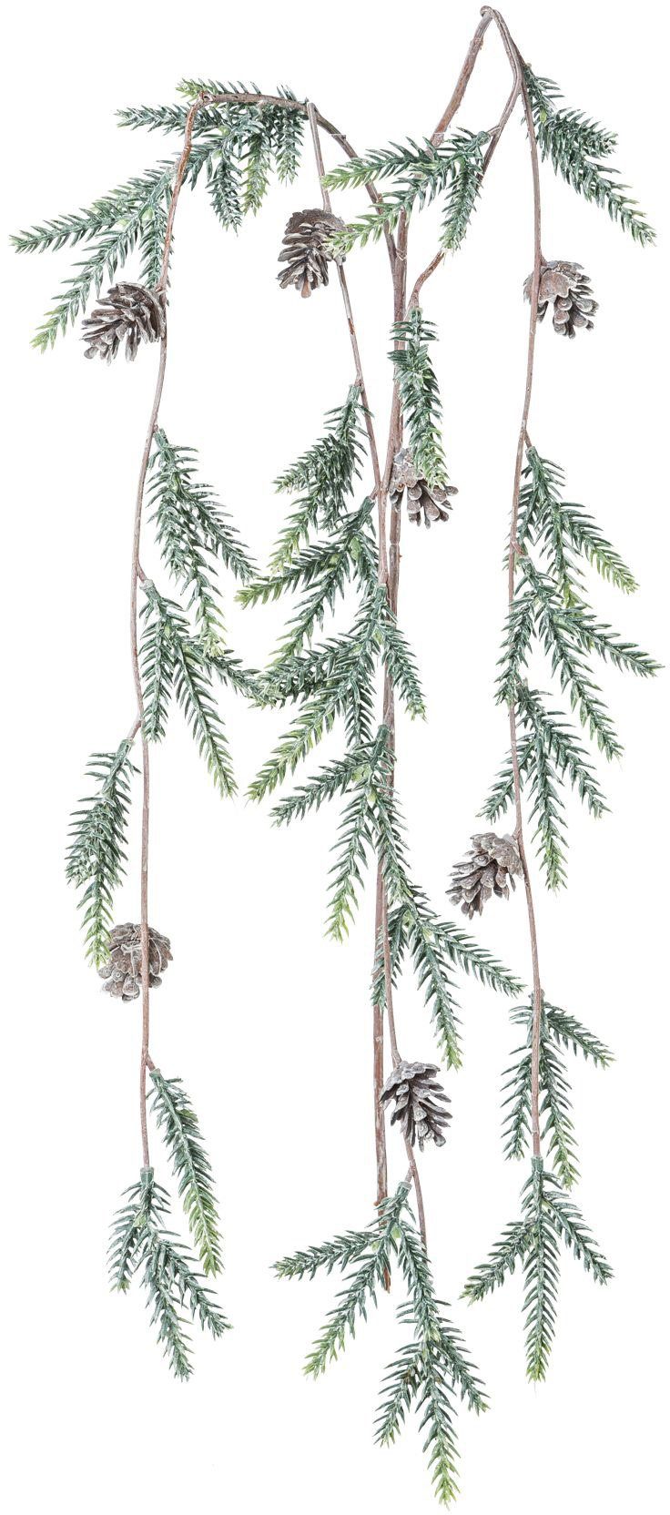 Creativ green Winterse kunstplant Kerst versiering met talrijke fichtentoppen en kegels, 3-delige set (3 stuks)
