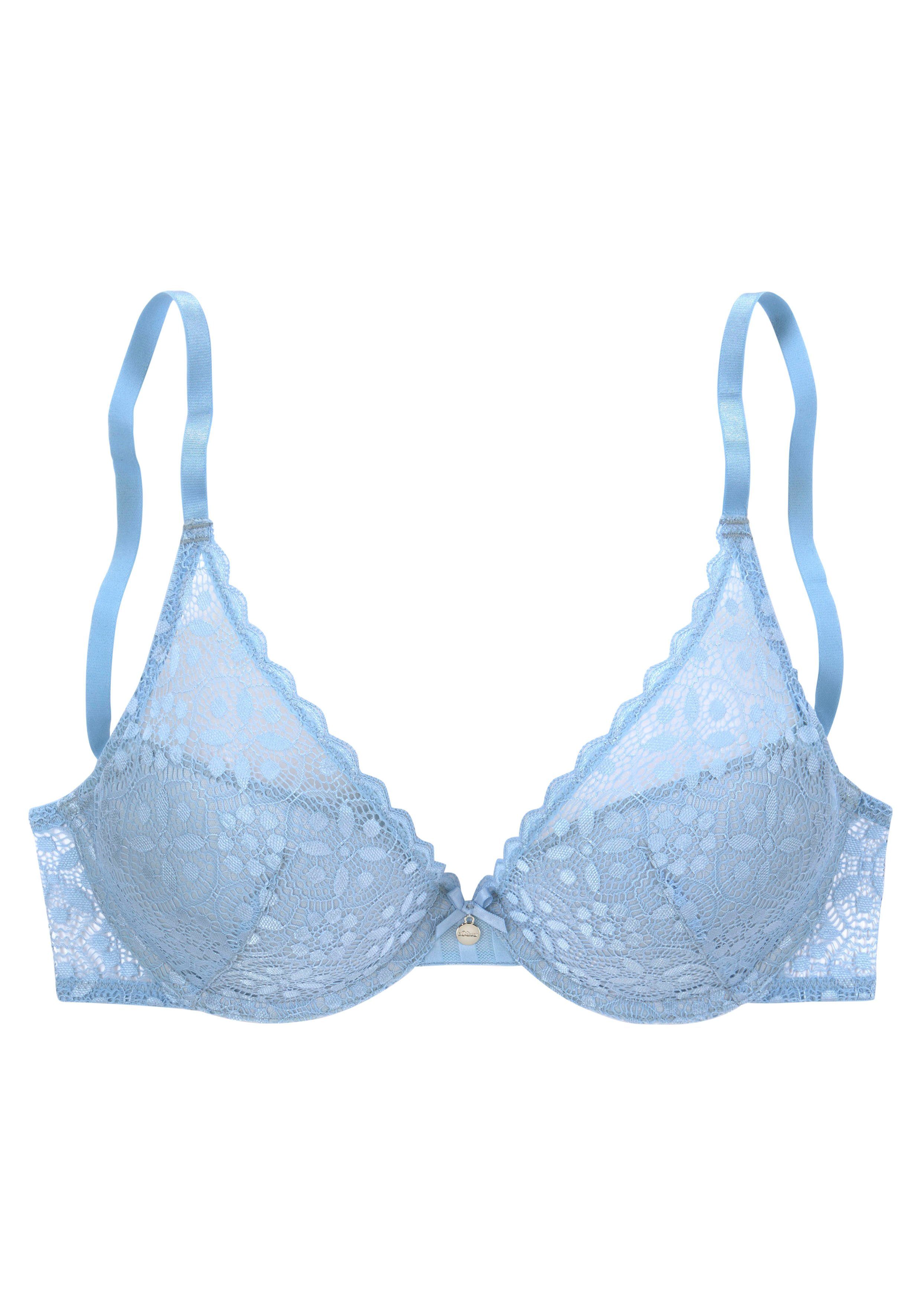 s.Oliver RED LABEL Beachwear Push-up-bh AMELIE van transparante bloemetjeskant, dessous
