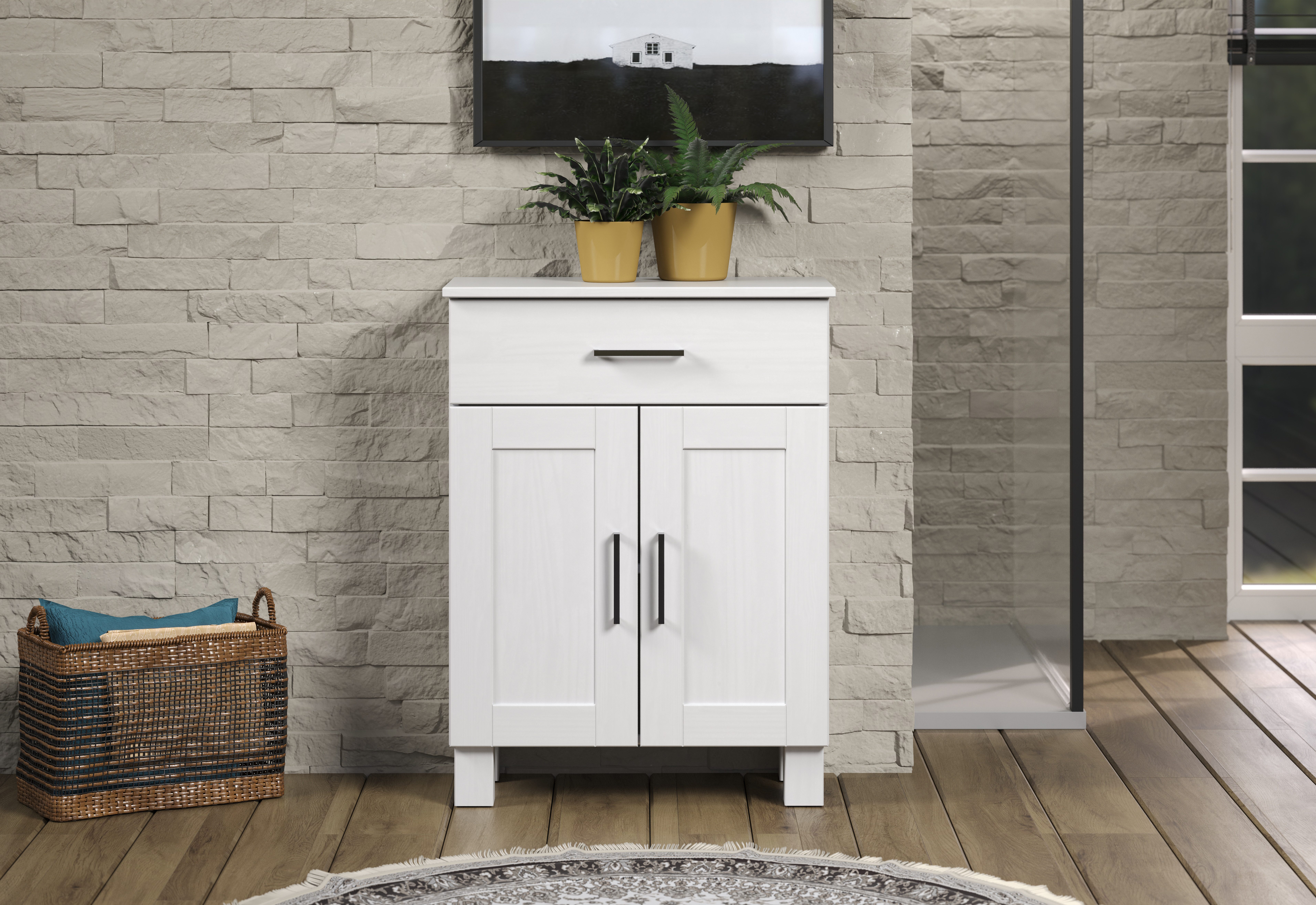 welltime Onderkast Ulea Badkommode van massief hout met brede lade - (B/D/H) 60/30/80 cm (1 stuk)