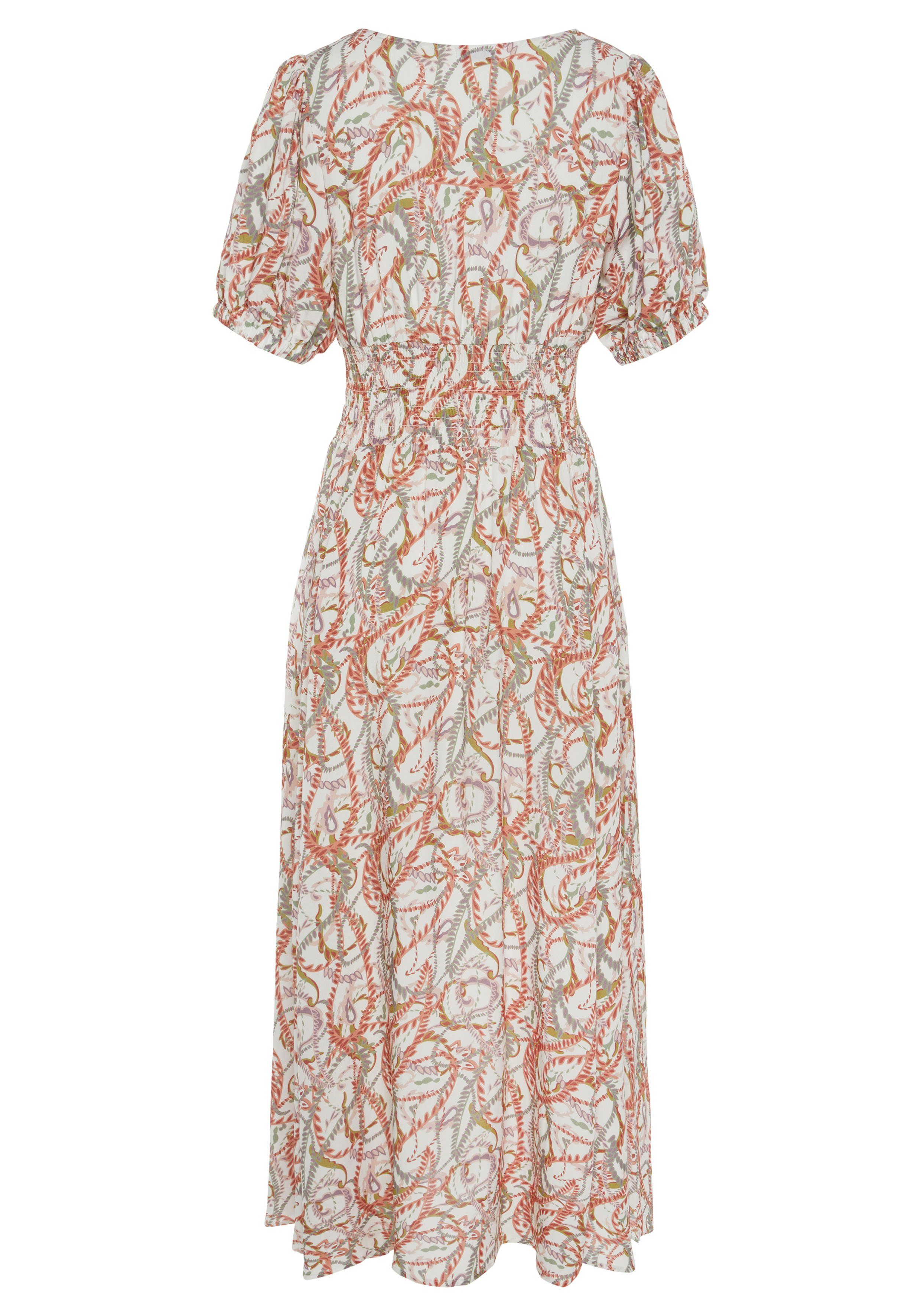 Lascana Maxi-jurk met alloverprint en v-hals, zomerjurk, strandjurk