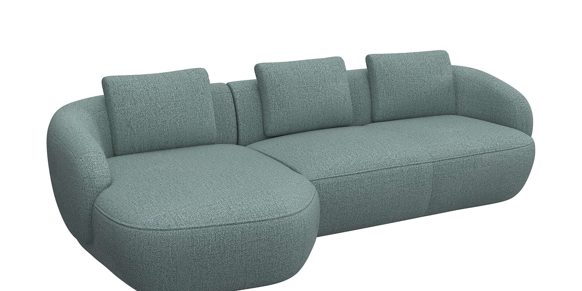 FLEXLUX Zithoek Torino, rond, L-vorm, bankhoek met recamière, longchair-sofa