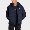 adidas sportswear outdoorjack helionic hooded donsjack blauw