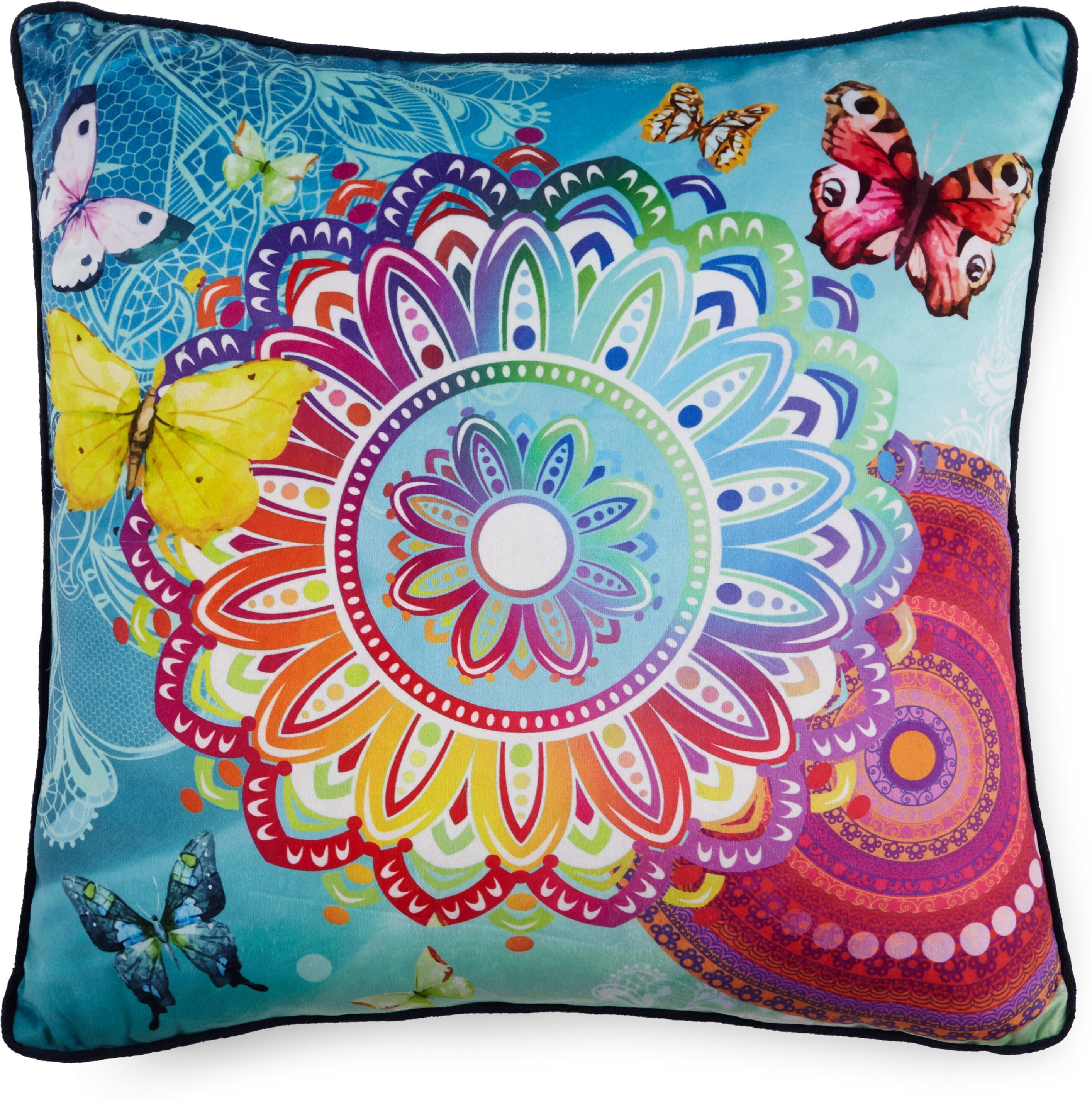 hip Sierkussen Mystic Met vulling, 1 stuk, Bies, 48x48, Omkeerbaar, Zacht, Mandala, Kleurrijk (1 stuk)