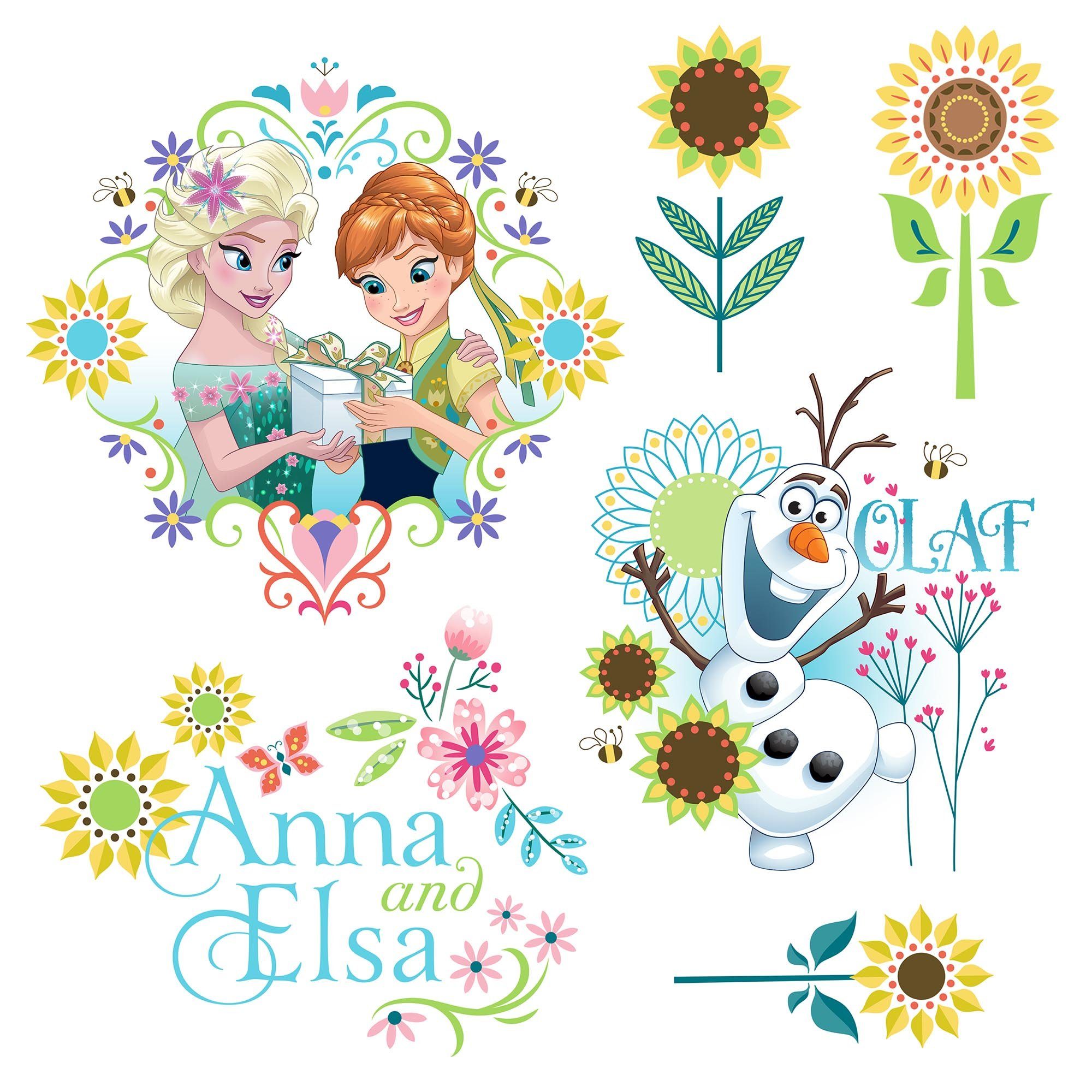 Komar Raamdecoratie Disney Fenstersticker Frozen Flower Größe 31 x 31 cm, 2 Bogen (set, 19 stuks)