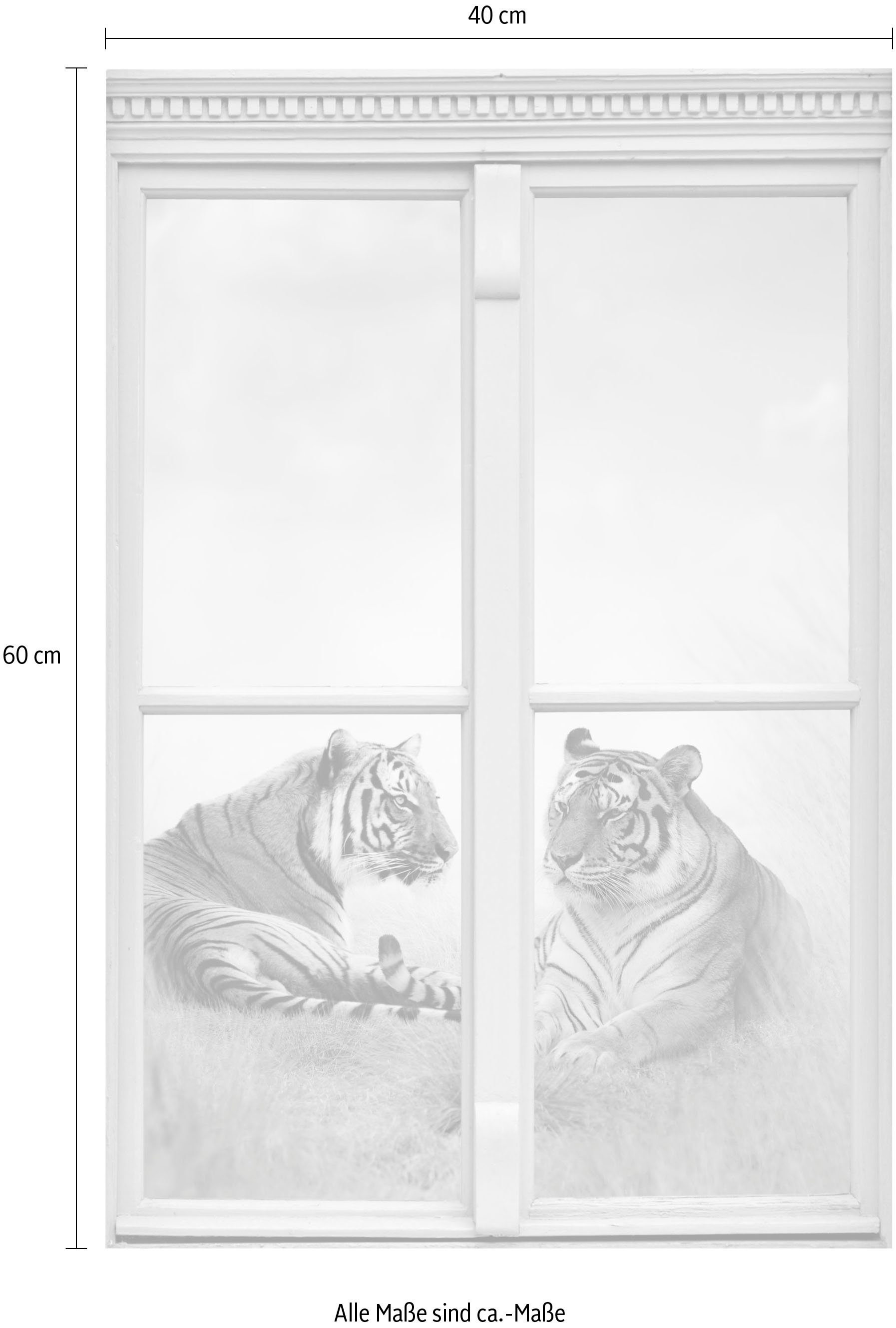 queence Wandfolie Tijger Muursticker, muurdecoratie, zelfklevend, 3D, raam