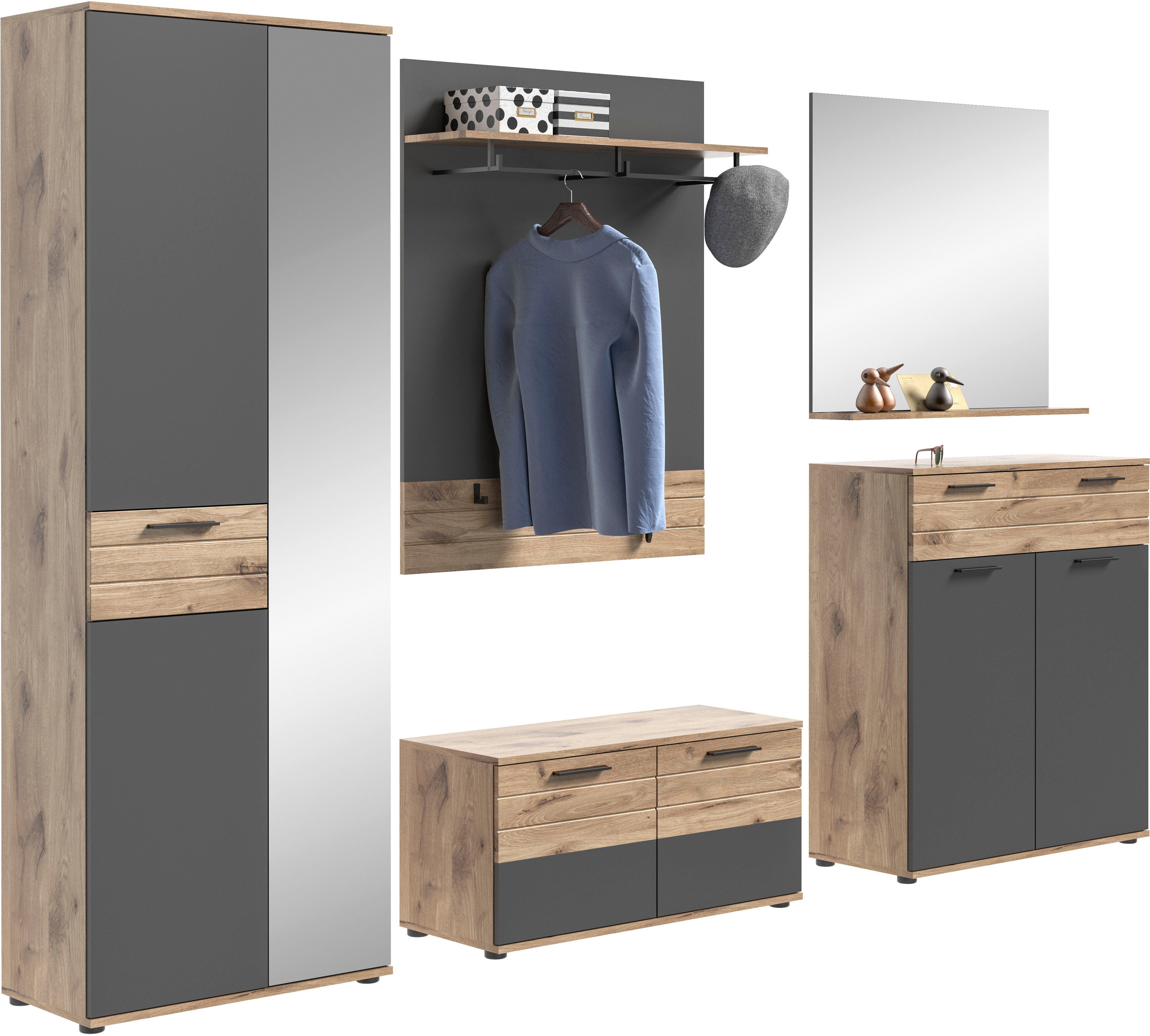 INOSIGN Halmeubelset Riga, Breedte 280 cm, hoogwaardige groeffrezing, 5-delig, bestaande uit: (set, 5-delig)