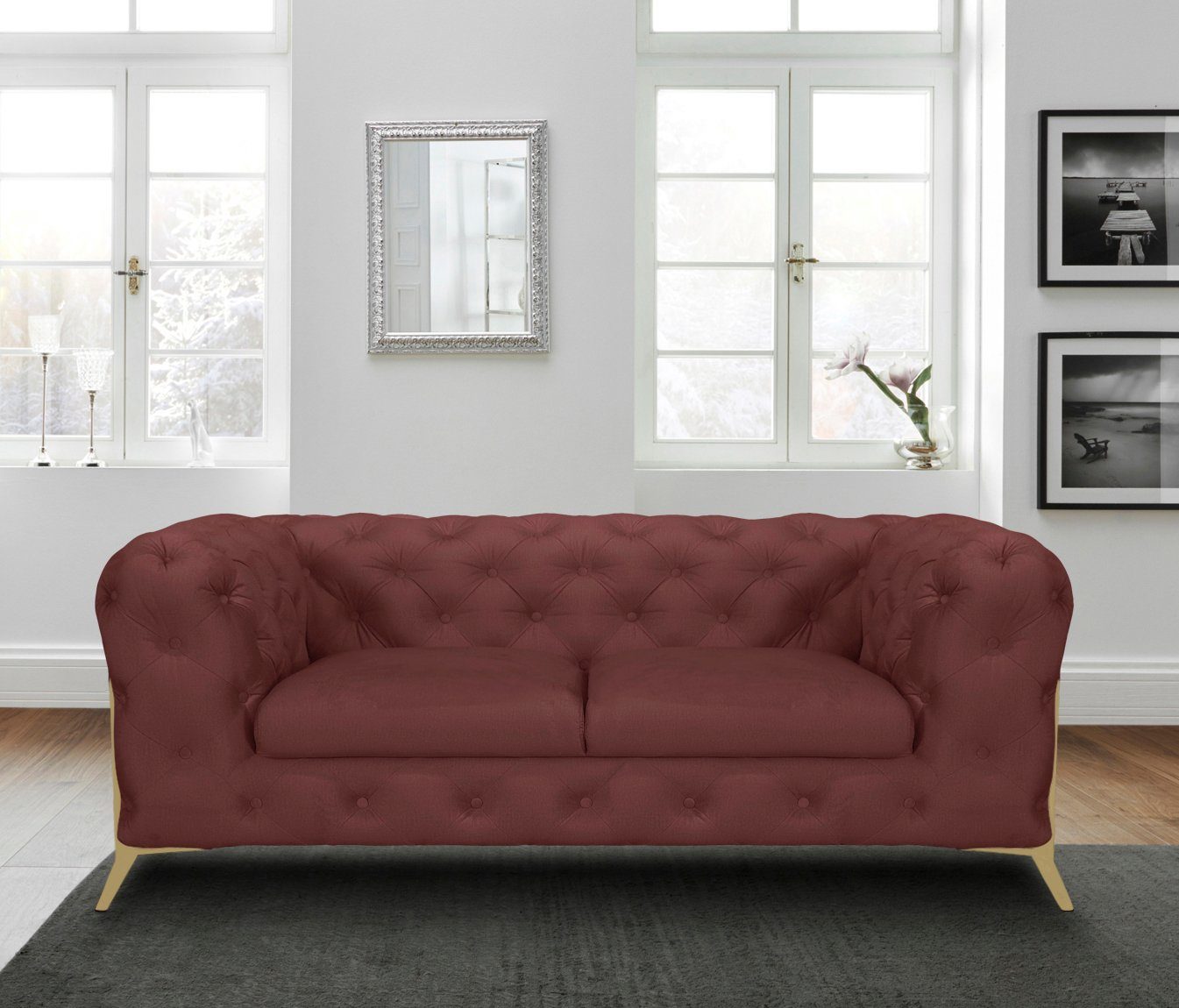 Leonique Chesterfield-bank Amaury luxueuze capitonnage, moderne chesterfield look, kleur van de poten ter keuze
