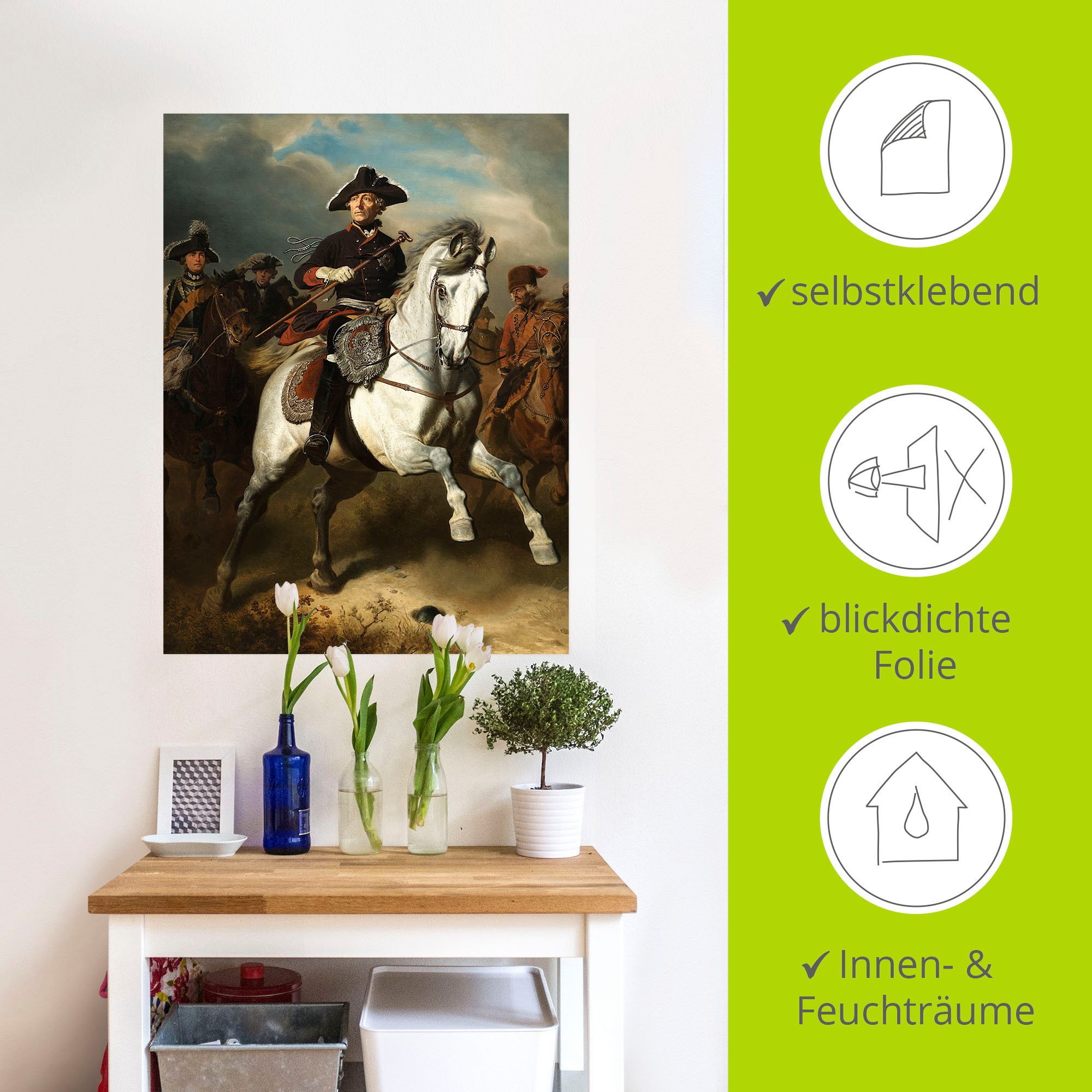 Artland Artprint Frederik De grote te paard. 1861 als artprint op linnen, poster, muursticker in verschillende maten