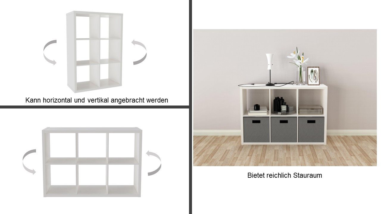 INOSIGN Boekenkast IZOLA, roomdivider, ordnerstelling, kubusrek, met 6 of 8 vakken, liggend en staand(b/d) 76x37 cm