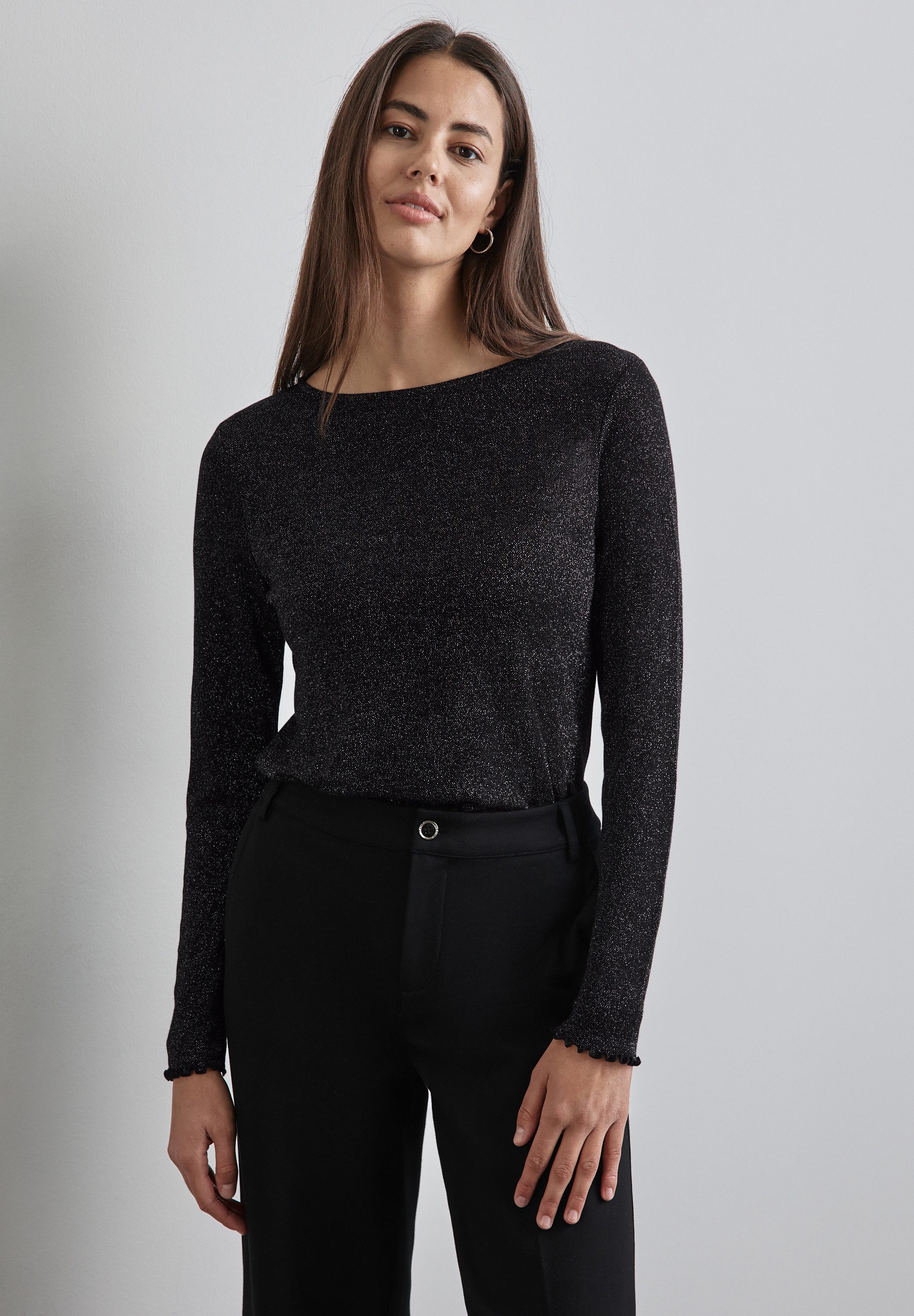 STREET ONE Shirt met lange mouwen met gemetalliseerde vezels