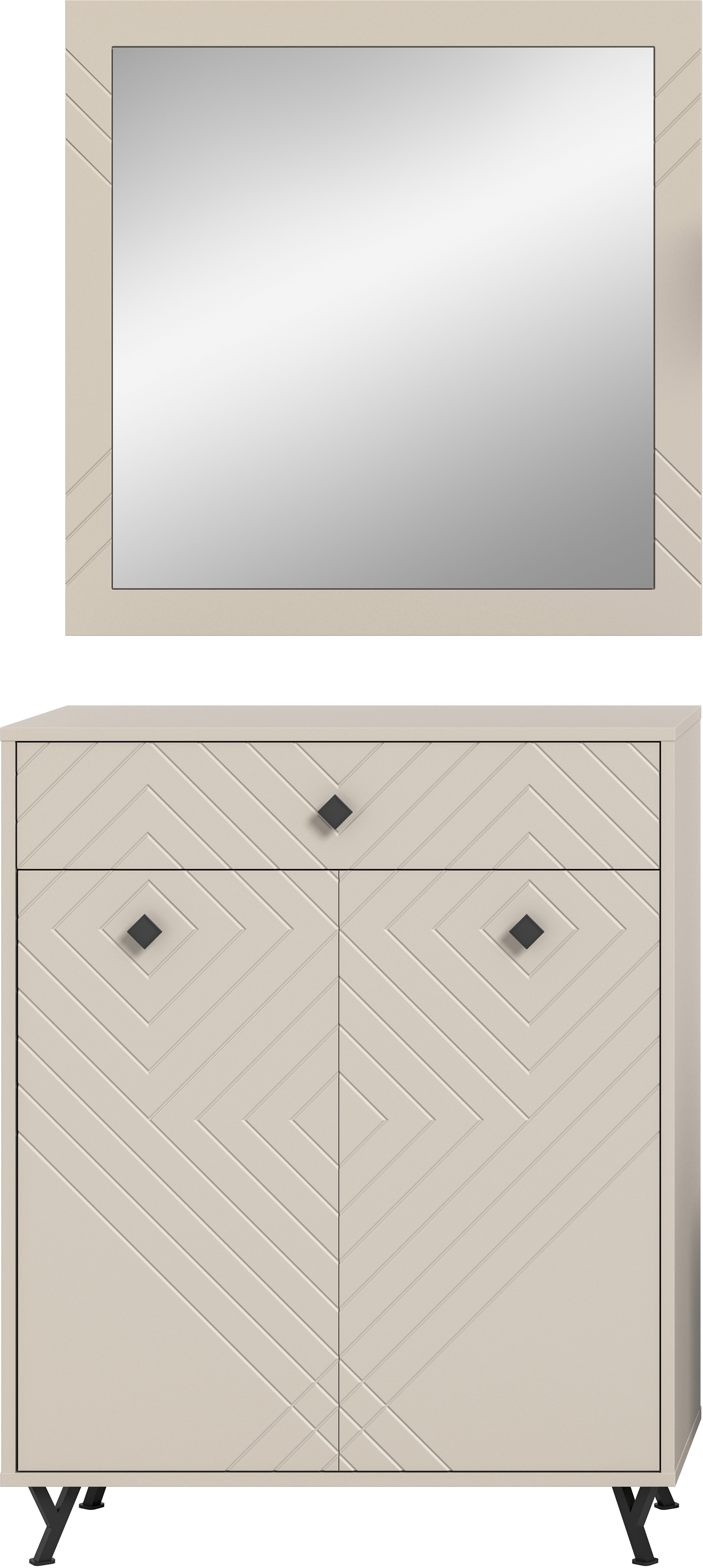 INOSIGN Halmeubelset Mento, 2-delig, ornamentfrezing in de front, bestaande uit: (set, 2-delig)