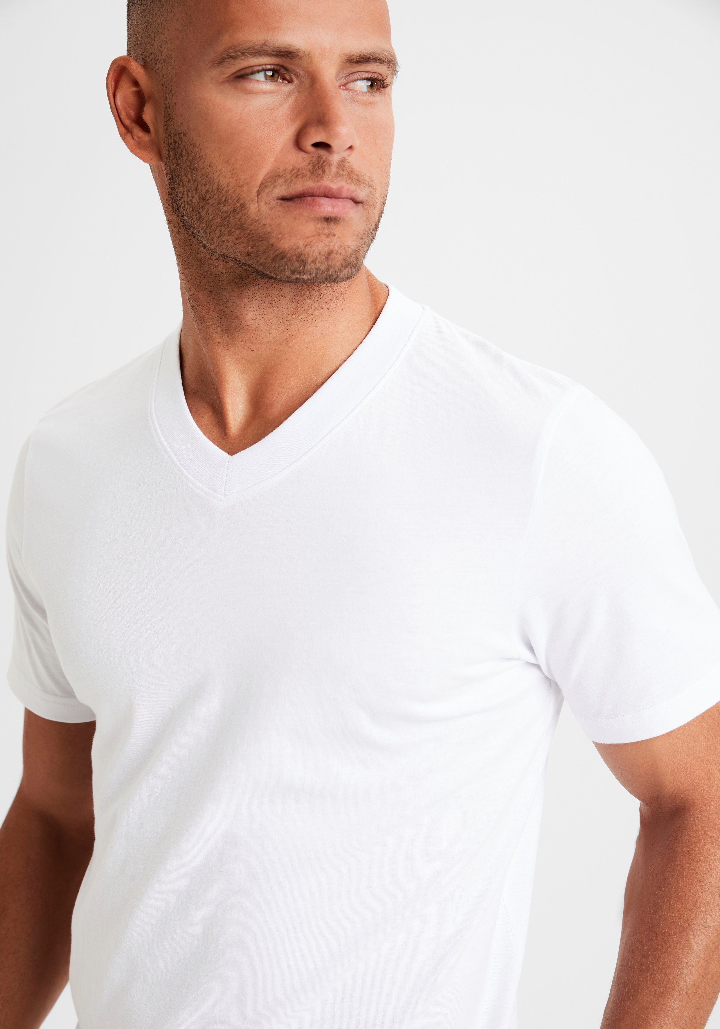 KangaROOS T-shirt Regular fit Vrijetijdsshirt met korte mouwen, V-hals van 100% katoen (Set van 2)