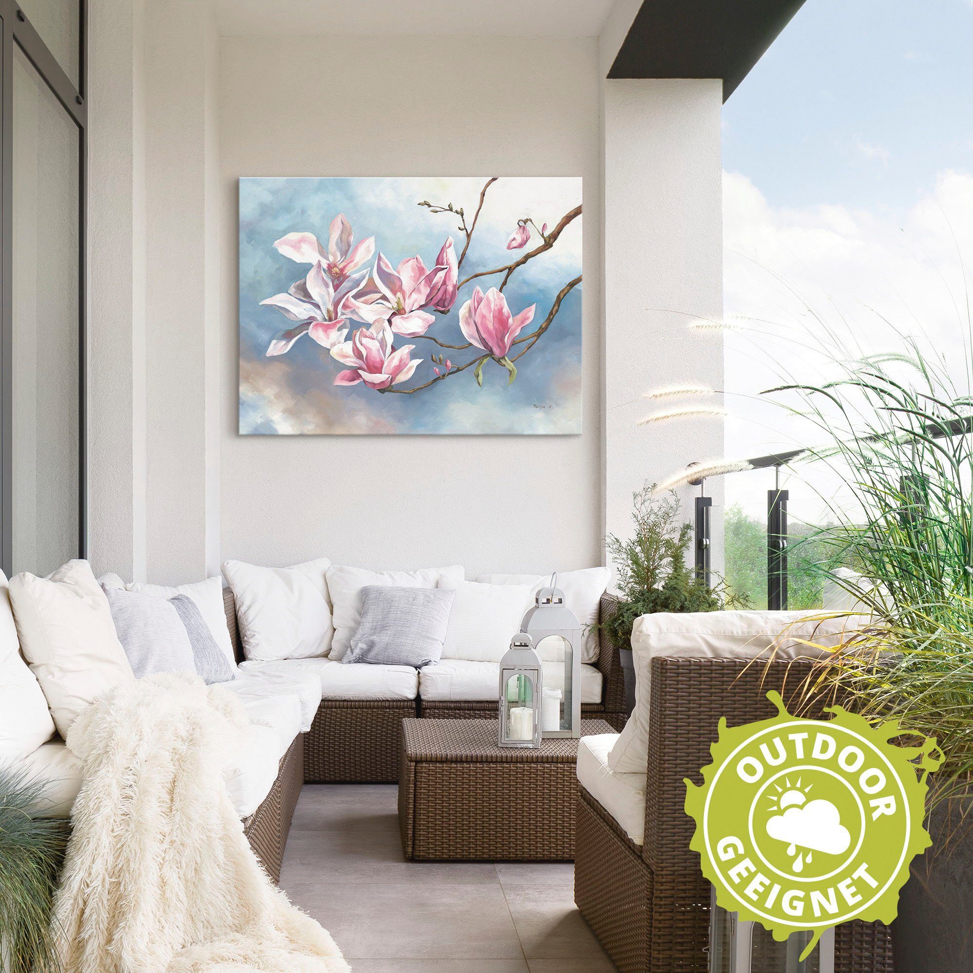 Artland Artprint Magnoliatak als artprint van aluminium, artprint voor buiten, artprint op linnen in verschillende maten