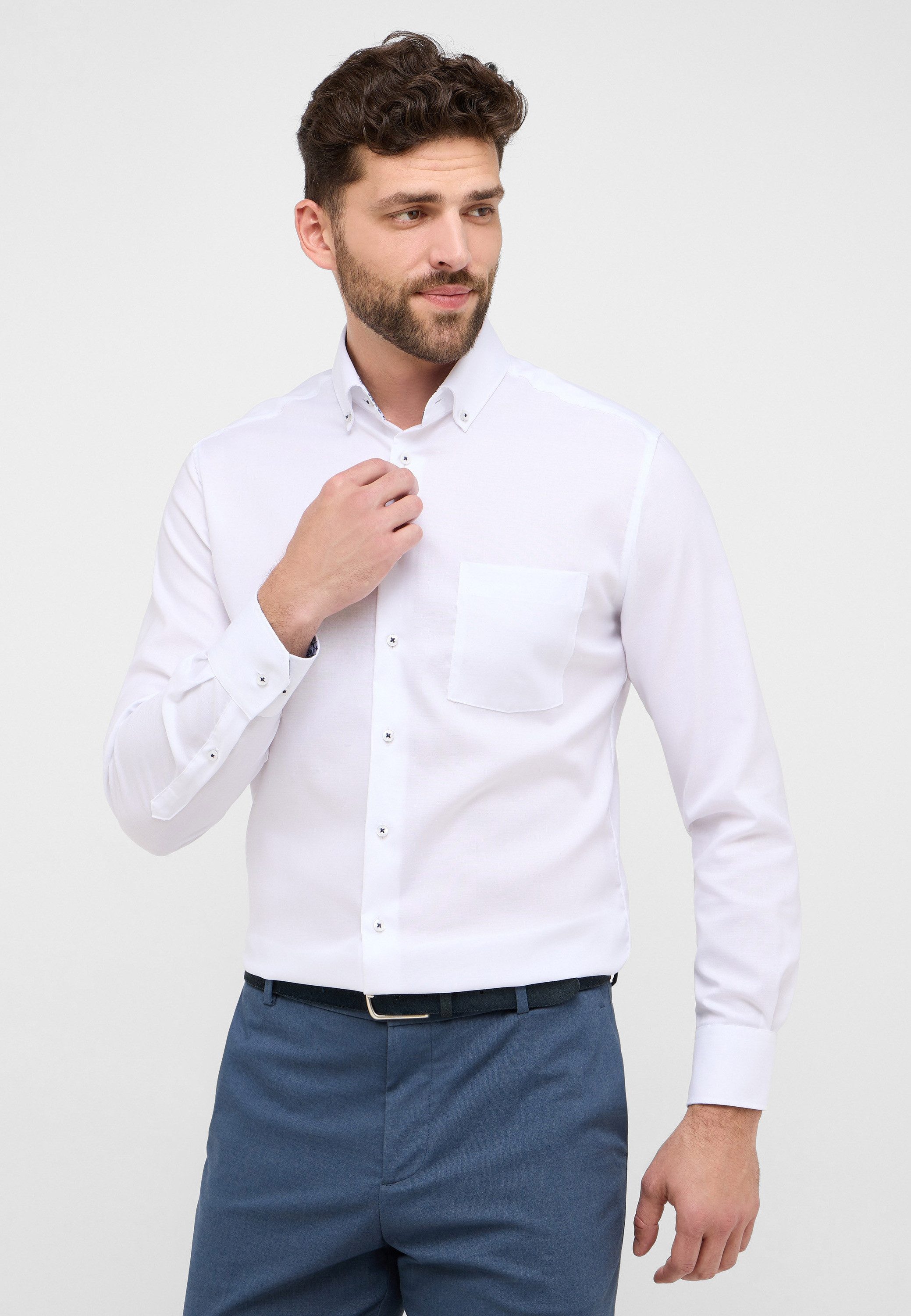 Eterna Regular fit zakelijk overhemd met button-downkraag