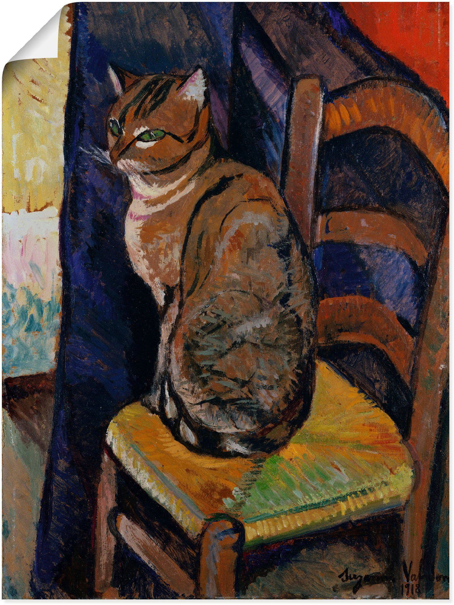 Artland Artprint Tekening stoel zittende kat. in vele afmetingen & productsoorten -artprint op linnen, poster, muursticker / wandfolie ook geschikt voor de badkamer (1 stuk)